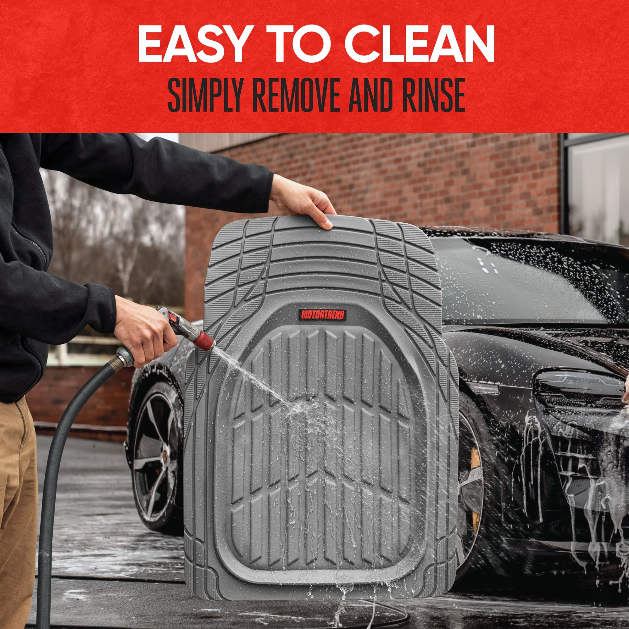 MotorTrend 4-Piece FlexTough Tortoise Front Floor Mats and Rear Floor Mats