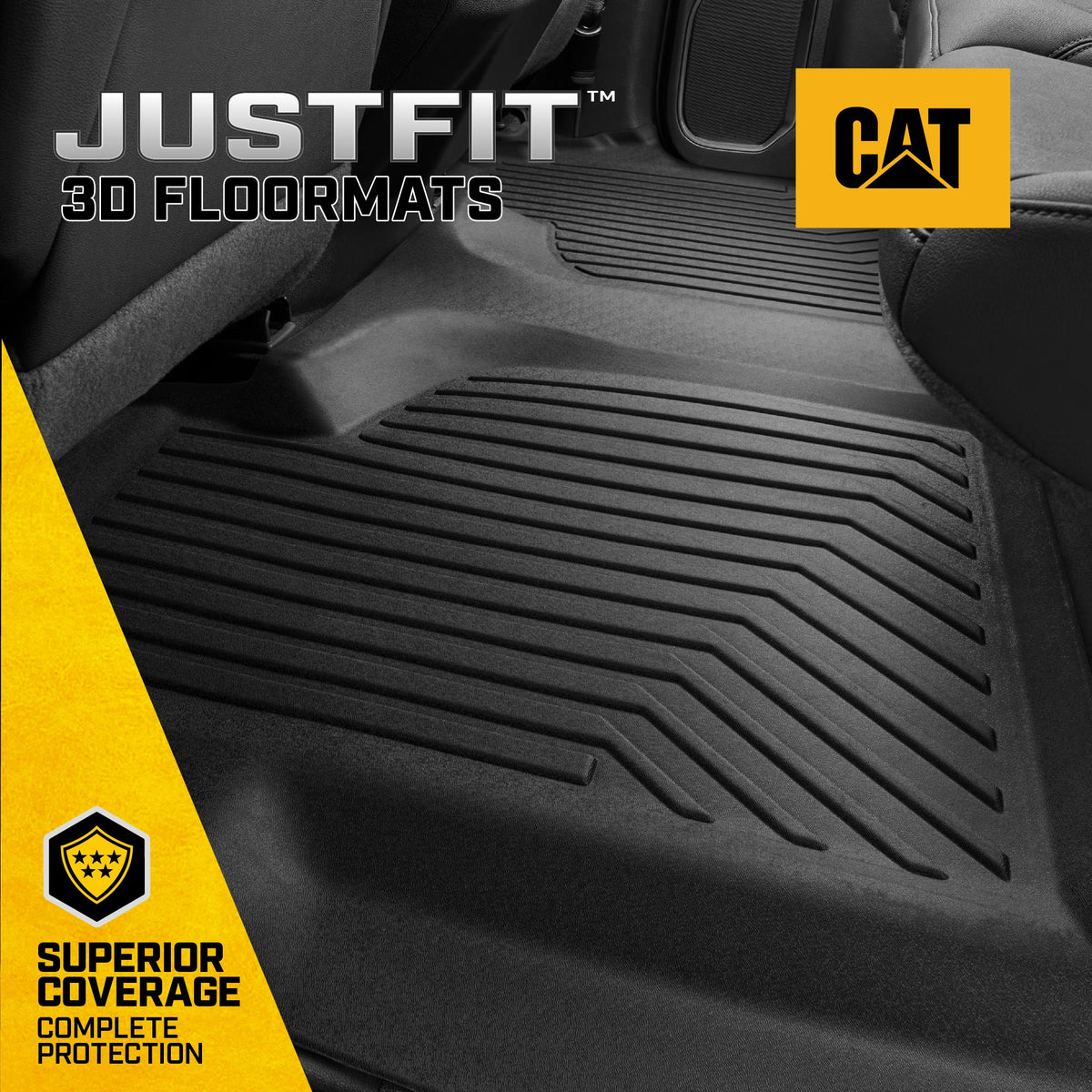 CAT® JustFit™ 3D Custom Fit Bench Floor Mat for 2019-2026 Chevrolet Silverado 1500/GMC Sierra 1500 & 2020-2026 Chevy Silverado/GMC Sierra 2500HD/3500HD Crew Cab Rear Floor Liner Laser Measured