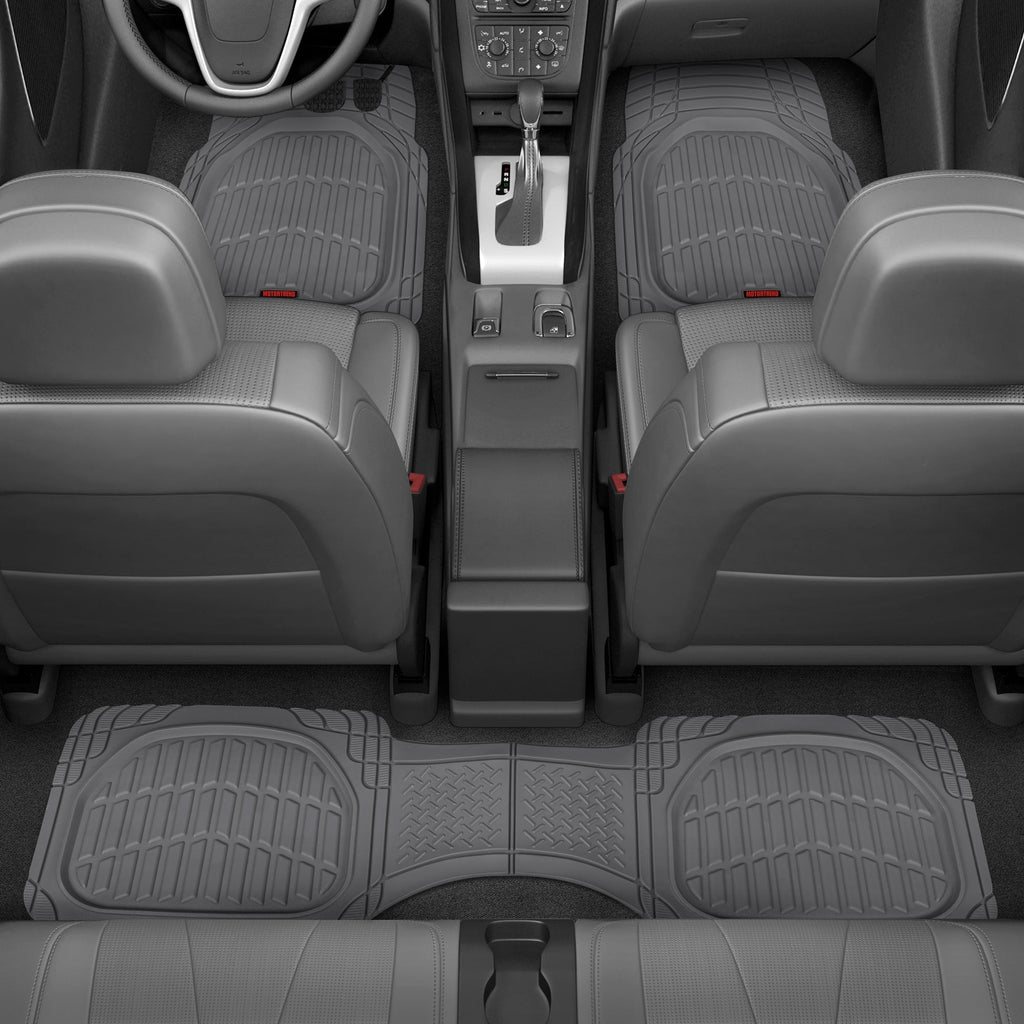 MotorTrend 4-Piece FlexTough Deep Dish Front Floor Mats, Rear Floor Mat, and Trunk/Cargo Mat - Heavy Duty, All Weather, Trim to Fit