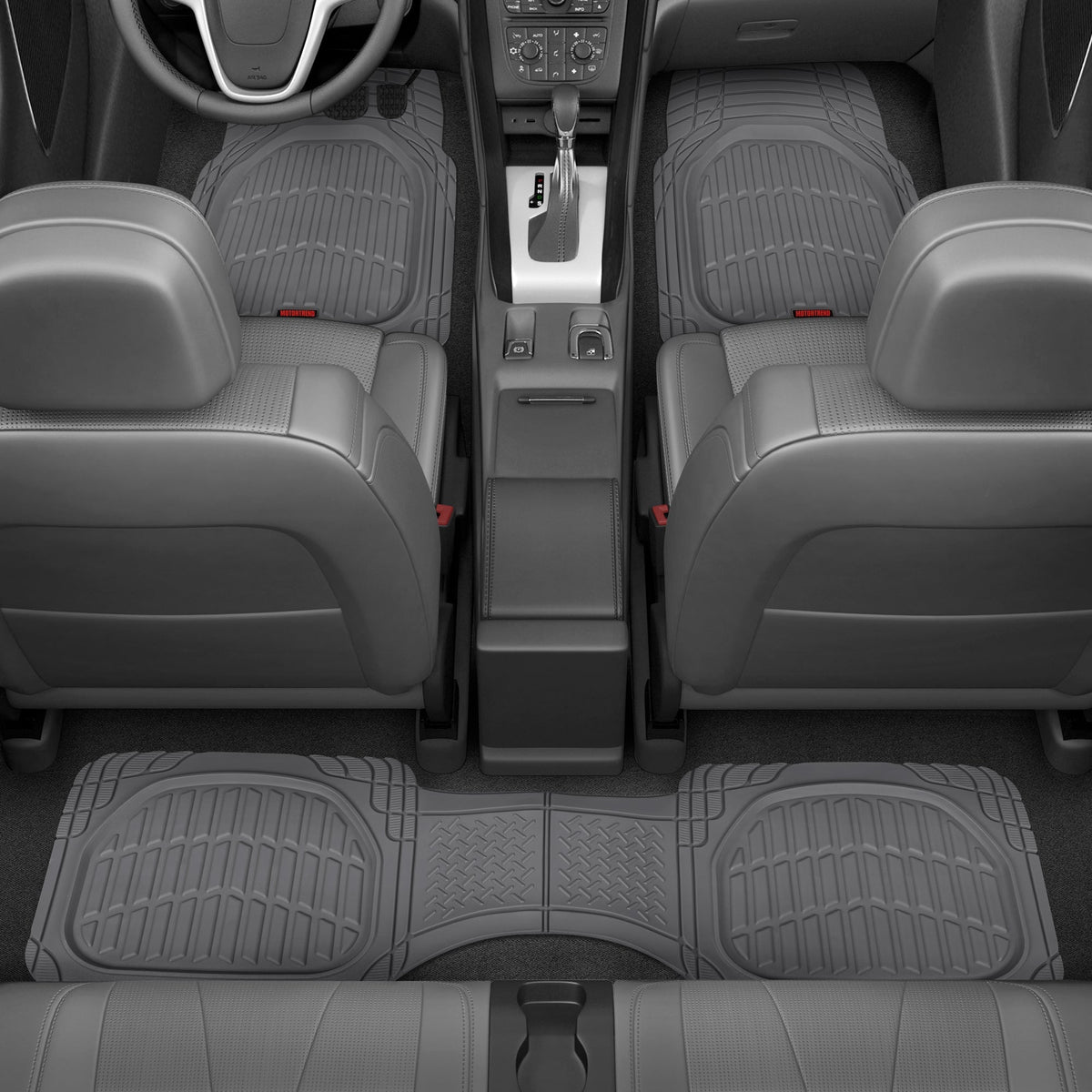 MotorTrend 4-Piece FlexTough Deep Dish Front Floor Mats, Rear Floor Mat, and Trunk/Cargo Mat - Heavy Duty, All Weather, Trim to Fit