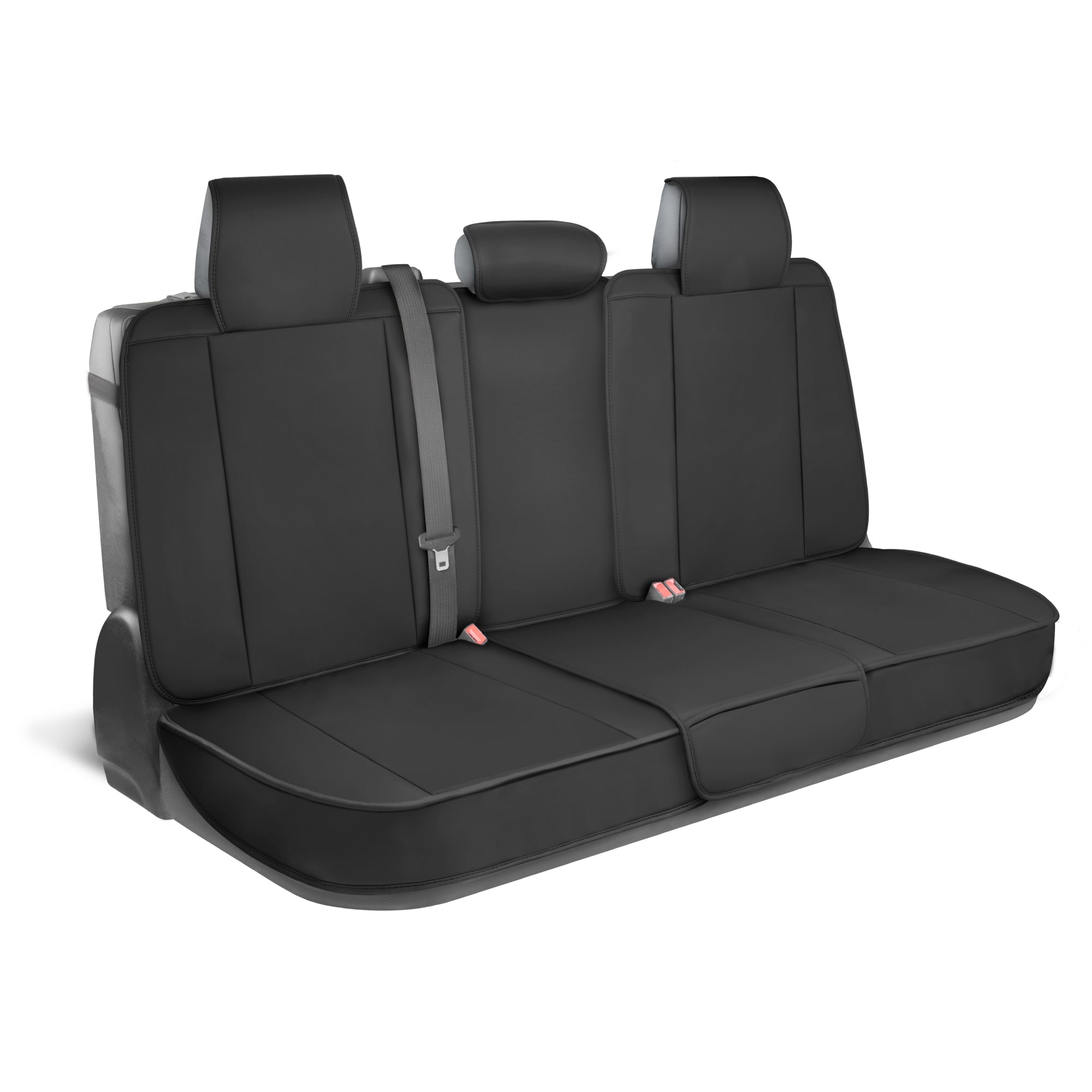 MotorBox Premium Napa Leather Rear Seat Cover – Semi Universal Fit for Most Cars, Truck & SUV – Black Back Seat Protector – Anti-Slip, Durable Bench Cover – Easy Install, Luxury Car Interior Upgrade