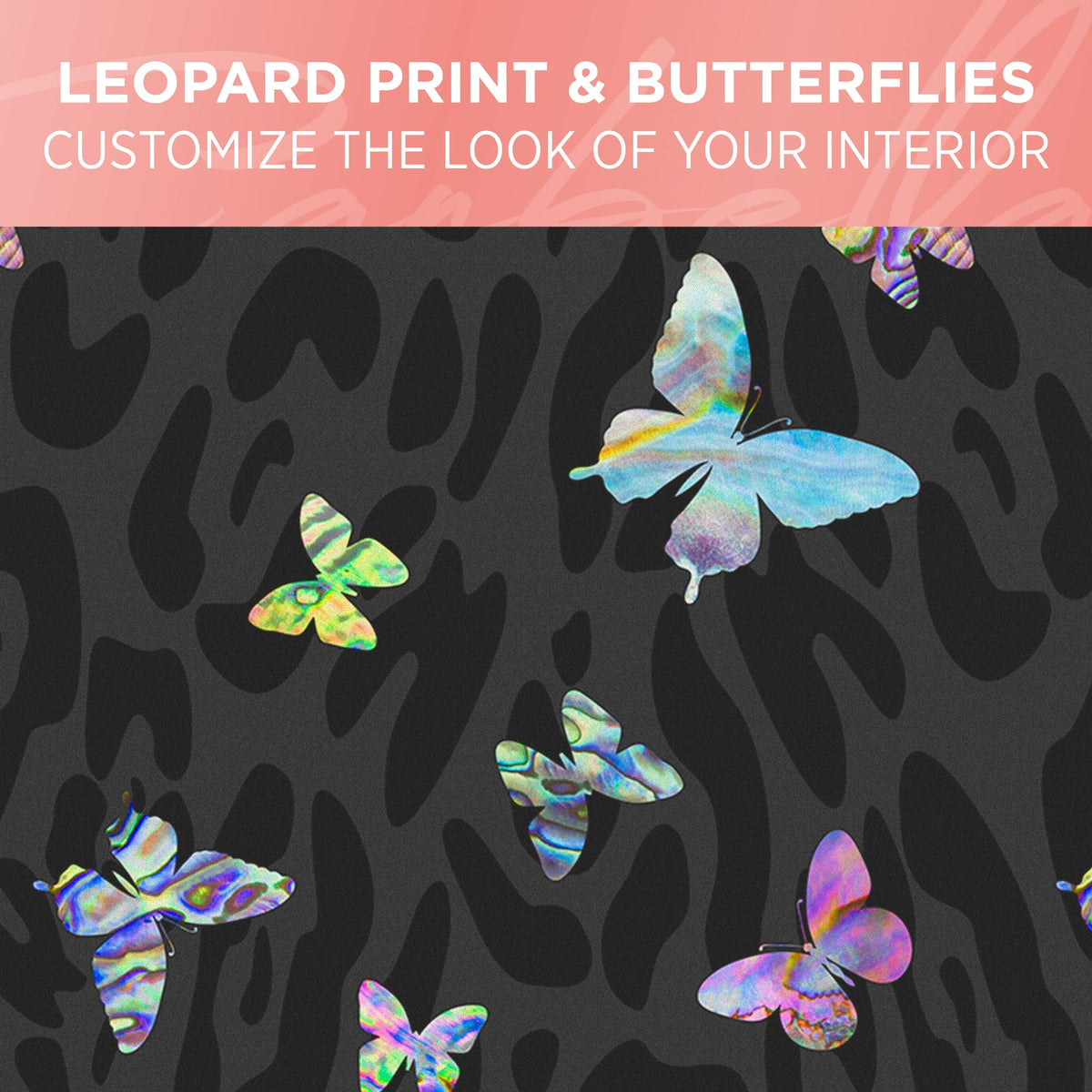 Carbella 2-Pack Colorful Butterflies with Black Leopard Background Front Seat Covers