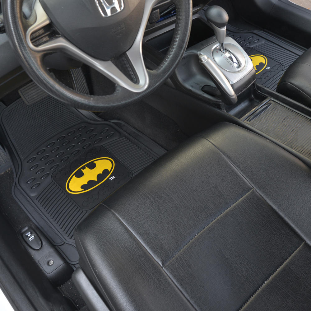 BDK Armored Super Hero Car Floor Mats - Officially Licensed DC Comics - All Weather Heavy Duty Auto Interior Liners for Car Truck Van SUV (Multiple Styles)
