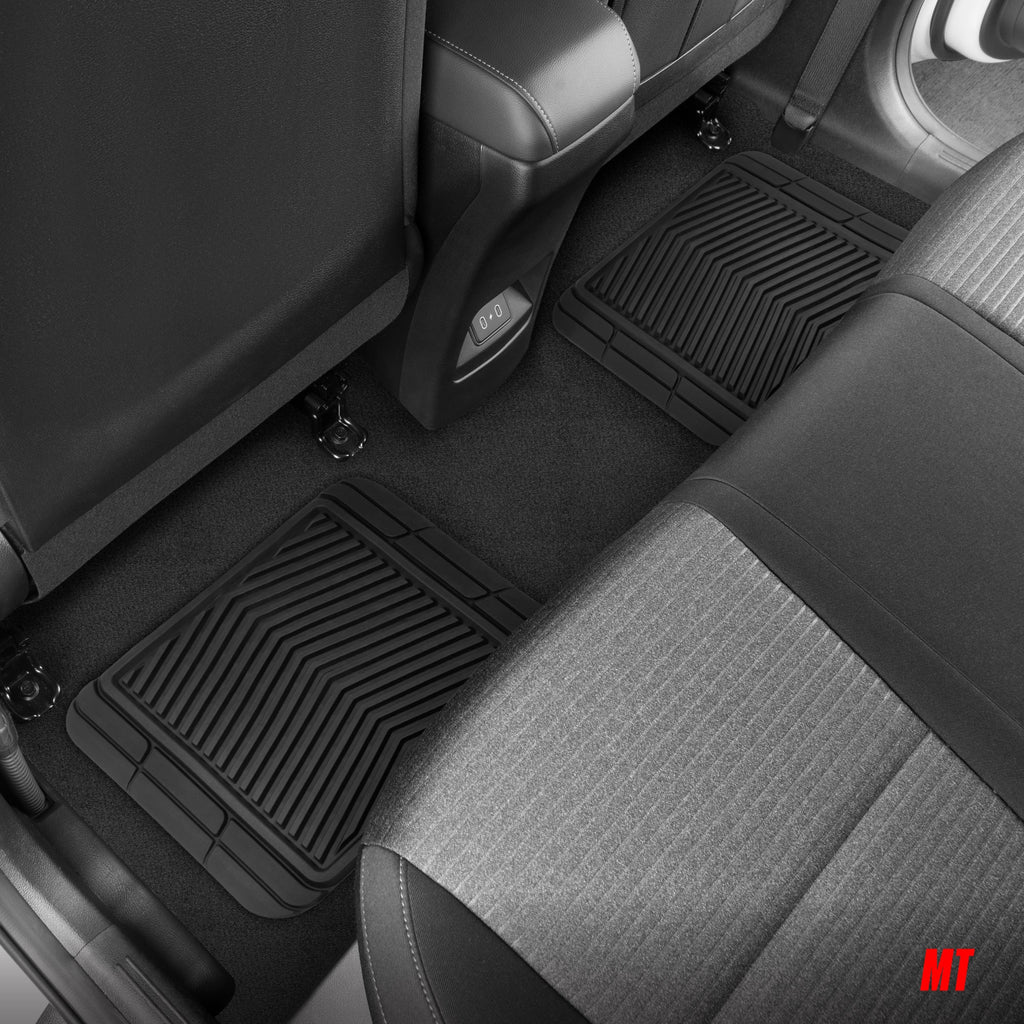 Motor Trend FlexTough Shield Black & Silver All-Weather Floor Mats for Cars, Trucks & SUVs – Heavy Duty Waterproof Rubber Car Mats, Universal Trim to Fit Automotive Accessories for Car Interior Protection, Front & Rear Floor Liners