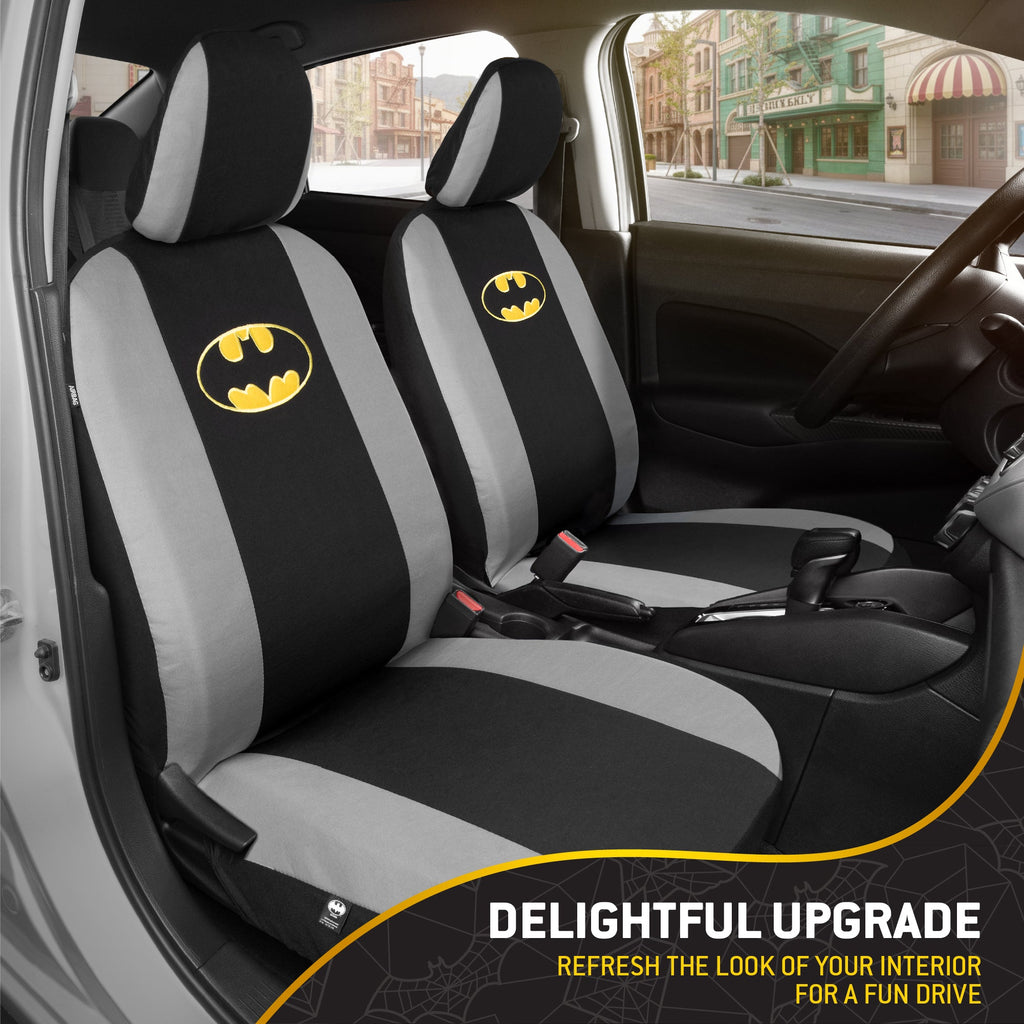 Warner Bros DC Comics 9-Piece Batman Dark Knight Logo Front Seat Covers and Rear Seat Covers
