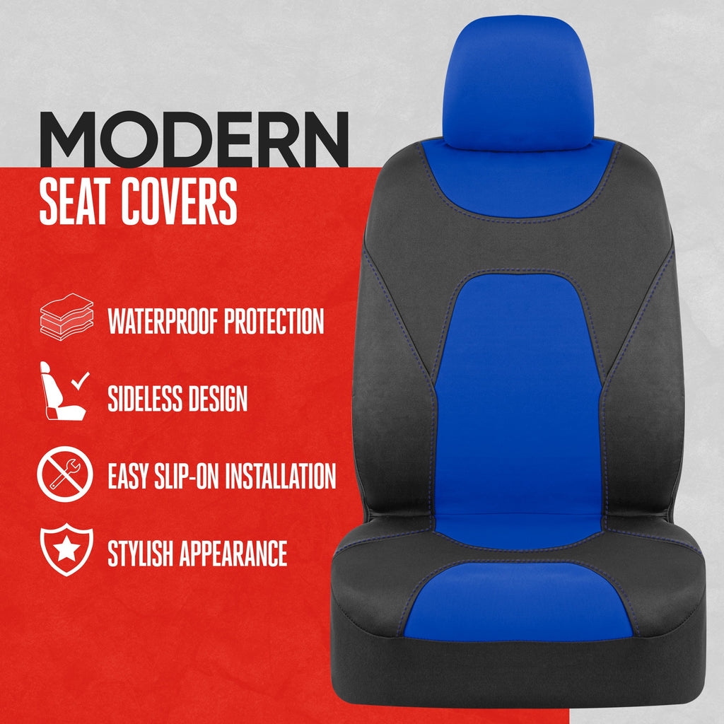 MotorTrend 2-Pack AquaShield Water-Proof Two-Tone Neoprene Front Seat Covers