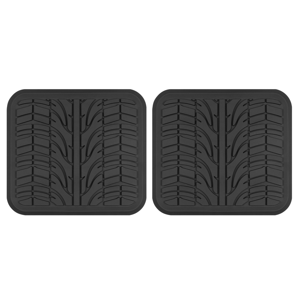 MotorTrend 2-Piece Grand Prix Tire Tread Rear Floor Mats - Heavy Duty, All Weather (15.25" x 14")