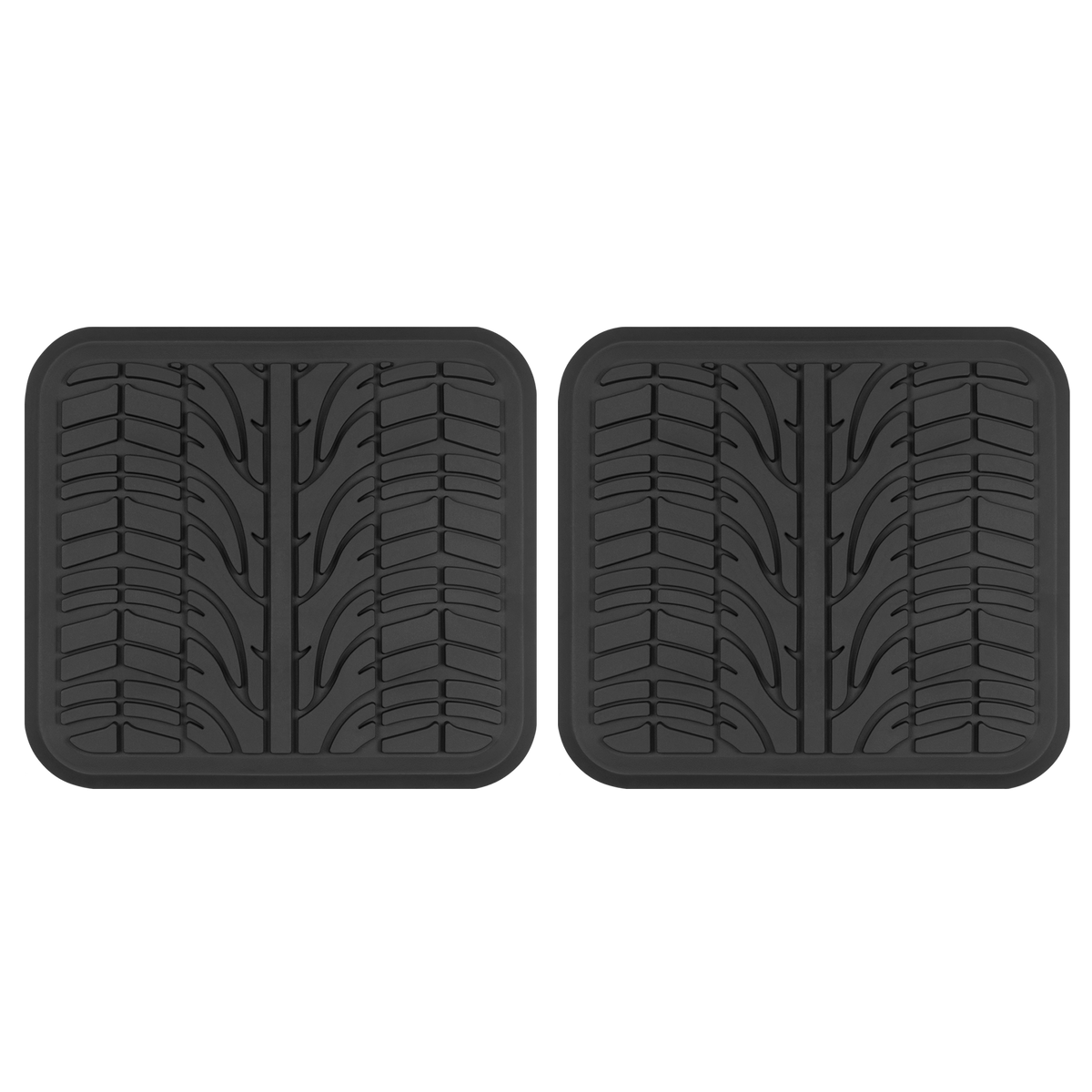 MotorTrend 2-Piece Grand Prix Tire Tread Rear Floor Mats - Heavy Duty, All Weather (15.25" x 14")