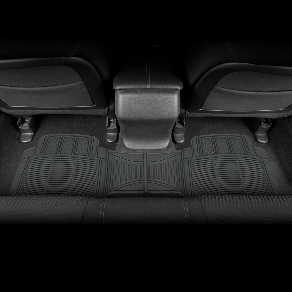 BDK 3-Piece Square Heel Pads Front Floor Mats and Rear Floor Mats - Heavy Duty, All Weather, Trim to Fit
