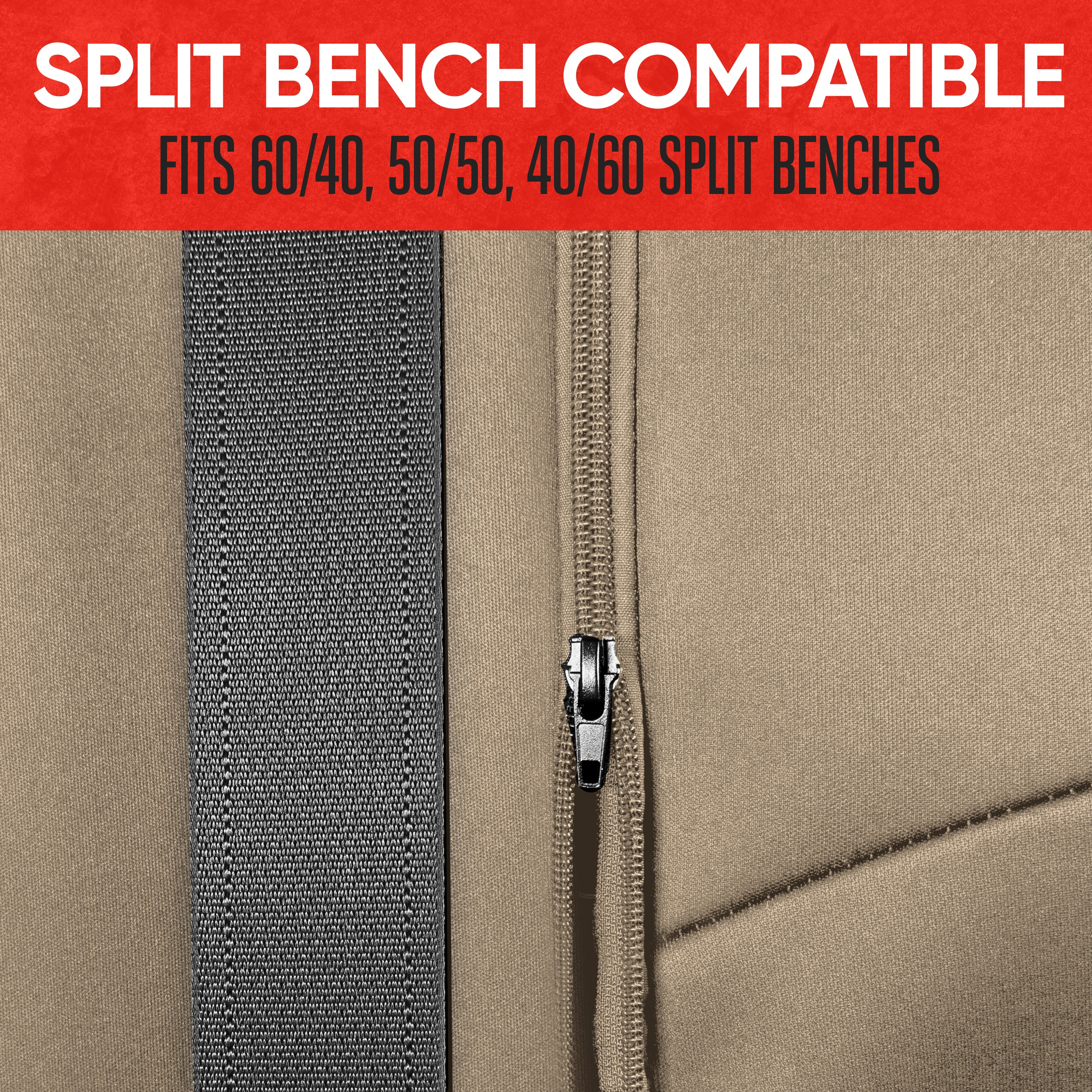 Motor Trend SpillGuard Waterproof Rear Bench Car Seat Cover, All Beige Stitching - Split Bench Rear Seat Protector with Neoprene Padding, Back Seat Cover for Kids & Dogs, Car Interior Covers
