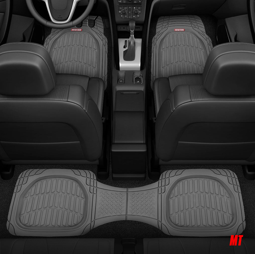 MotorTrend 4-Piece FlexTough Deep Dish Front Floor Mats, Rear Floor Mat, and Trunk/Cargo Mat - Heavy Duty, All Weather, Trim to Fit