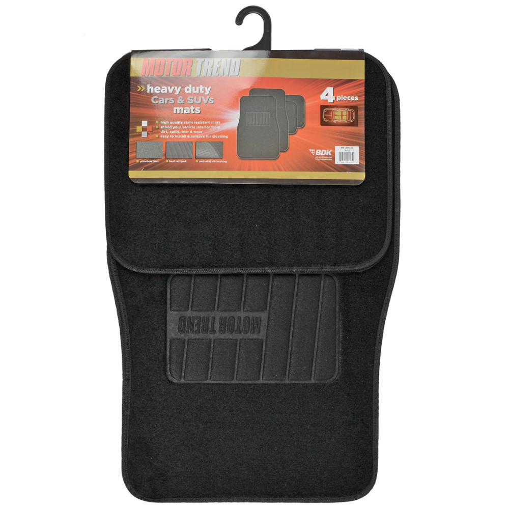 MotorTrend 4-Piece FatRug Premium Carpet Front Floor Mats and Rear Floor Mats with Heel Padding