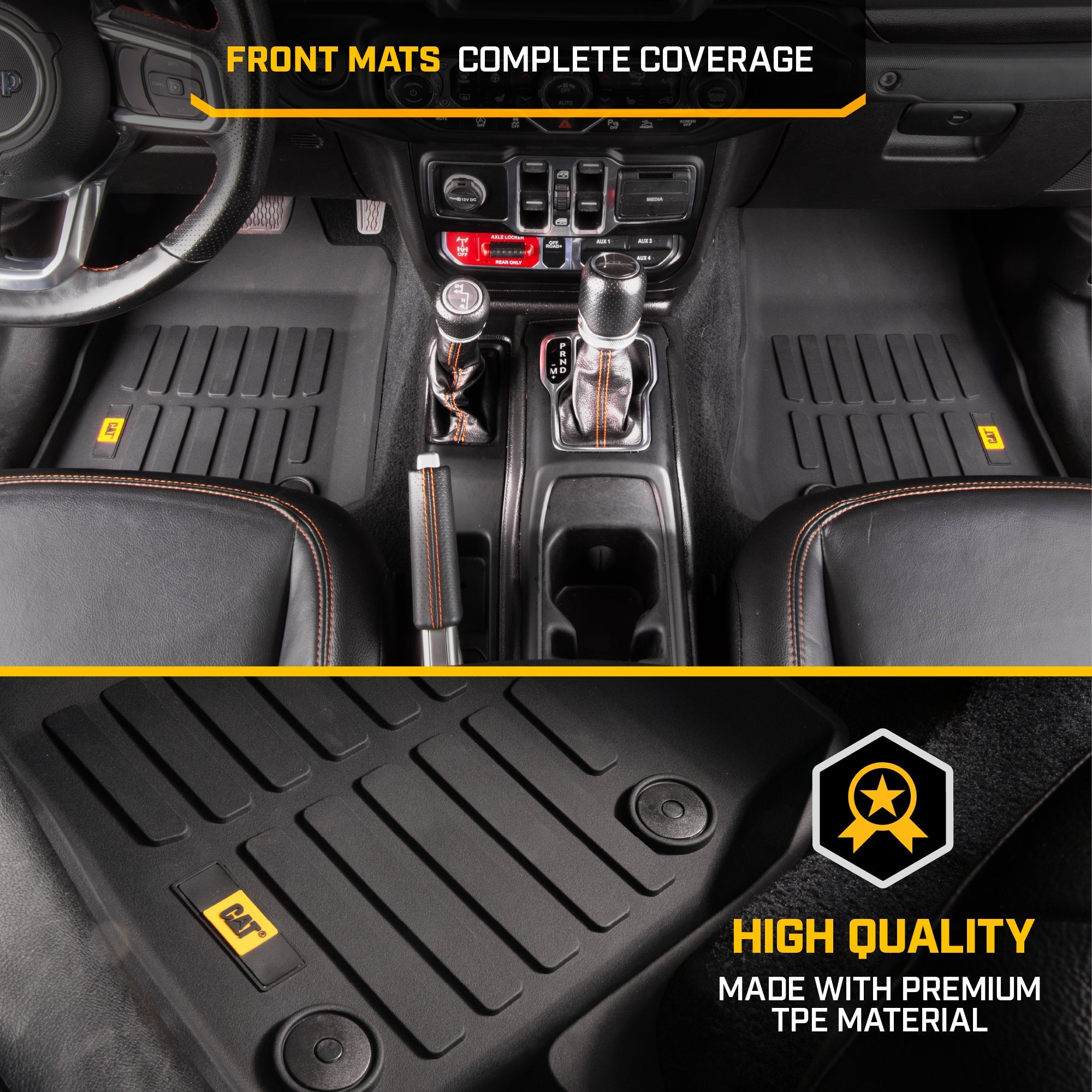 CAT 2-Piece JustFit 3D Front Liner Mats for Jeep Gladiator JL (2020 - 2026) - All Weather, Heavy Duty, Custom Fit
