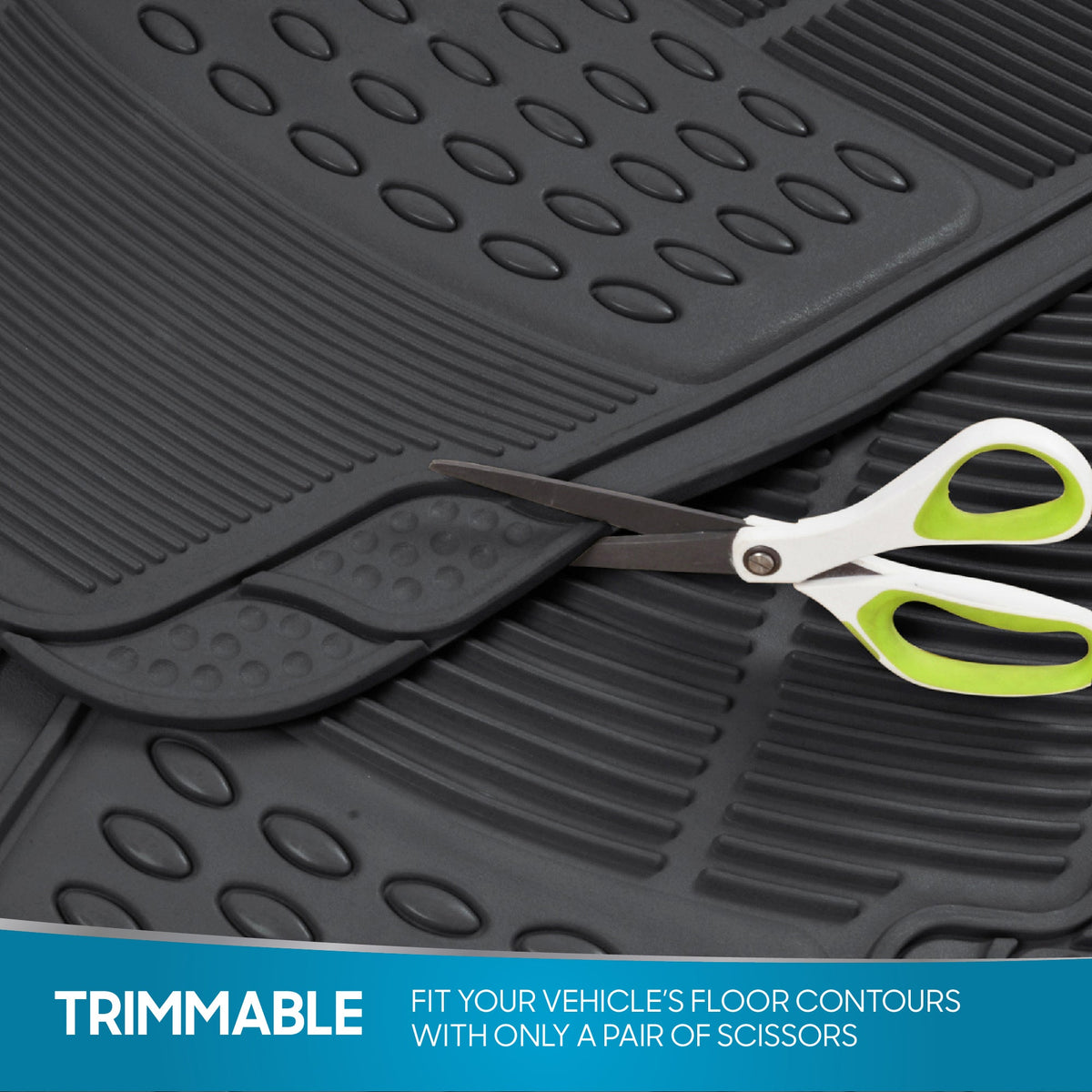 BDK 3-Piece ProLiner Front Floor Mats and Rear Floor Mats - Heavy Duty, All Weather, Trim to Fit