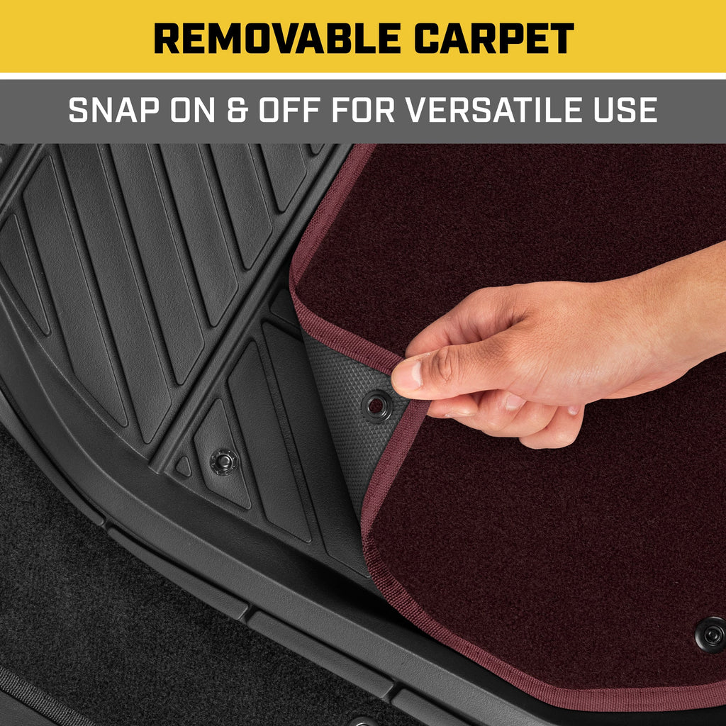 CAT 4-Piece Detachable Carpet Deep Dish Front Floor Mats and Rear Floor Mats - Heavy Duty, All Weather, Trim to Fit