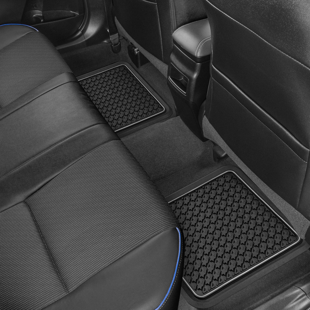 MotorTrend 4-Piece Houndstooth Pattern Front Floor Mats and Rear Floor Mats - Heavy Duty, All Weather, Trim to Fit