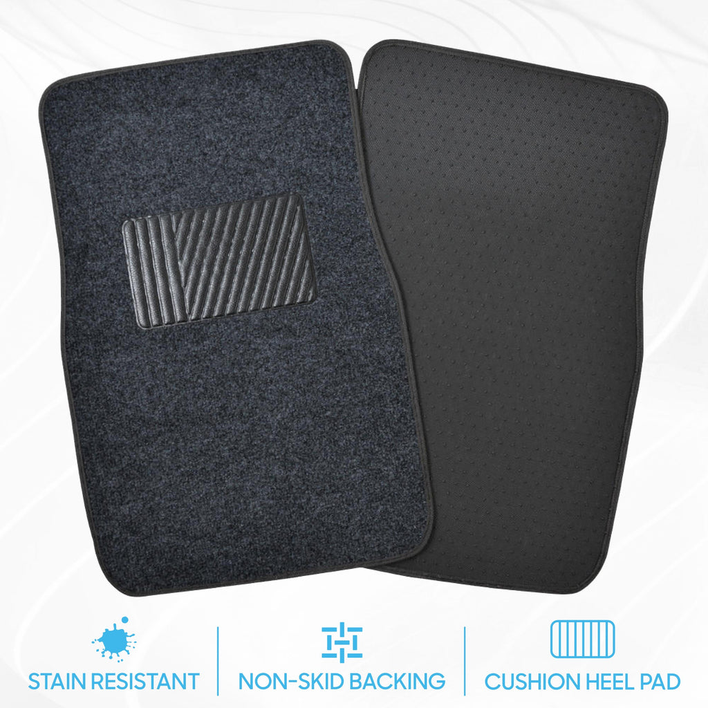 BDK 4-Piece Premium Carpet Non-Slip Heel Pad Front Floor Mats and Rear Floor Mats