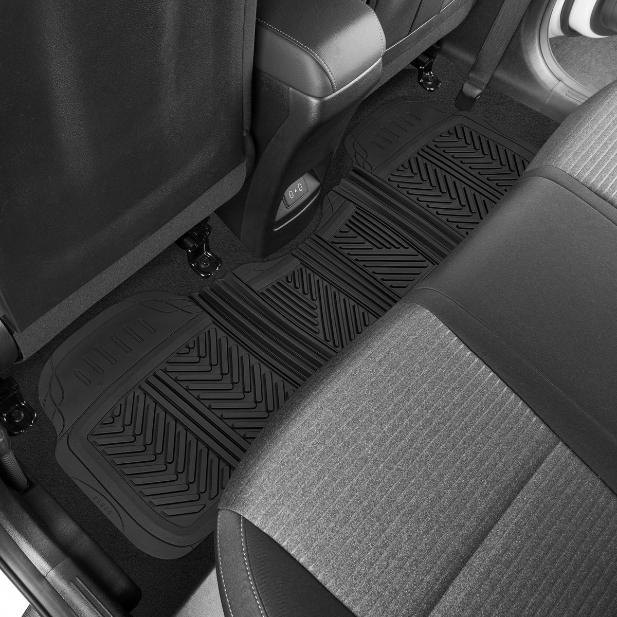 MotorTrend 3-Piece FlexTough Performance Deep Channel Front Floor Mats and Rear Floor Mat - Heavy Duty, All Weather, Trim to Fit