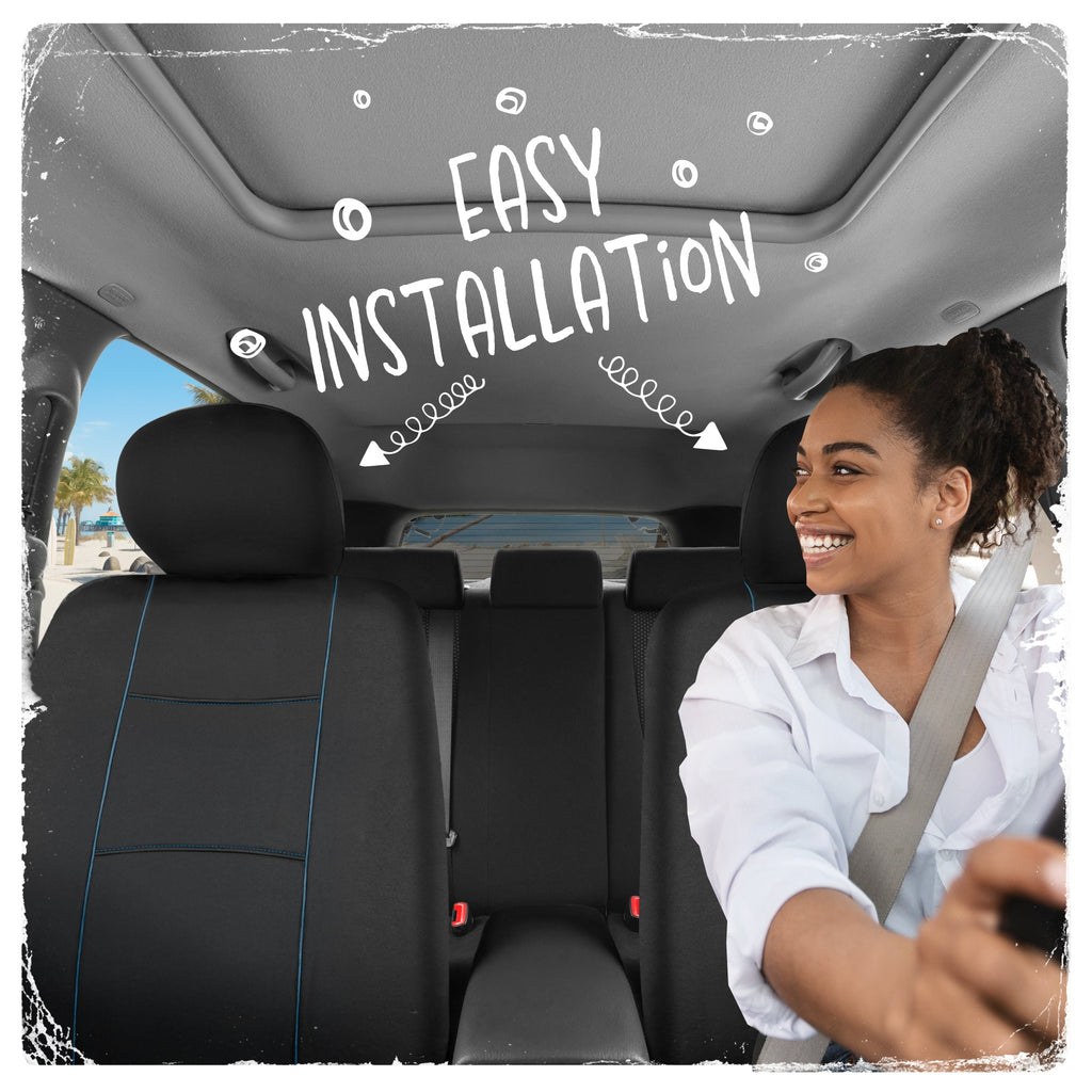 C&C Napa Leatherette 2 Front Seat Covers - Faux Leather Car Seat Protectors for Cars & Trucks - UV-Resistant, Easy to Clean, Universal Fit - Stylish Coastal Design for Summer Car Interior Upgrade