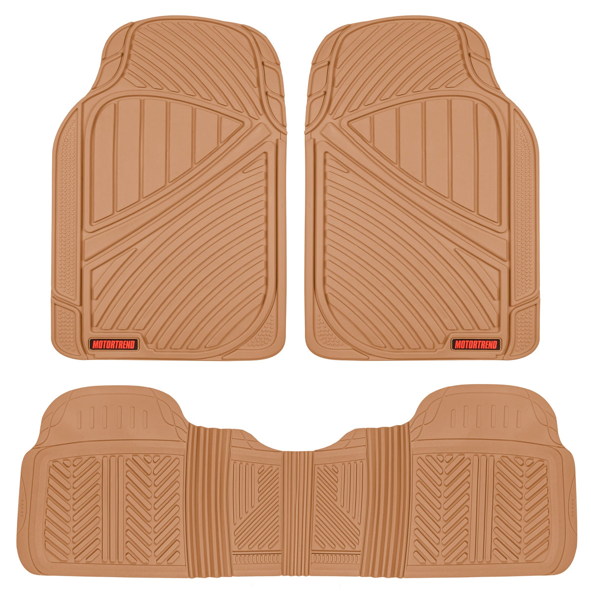 MotorTrend 3-Piece FlexTough Performance Deep Channel Front Floor Mats and Rear Floor Mat - Heavy Duty, All Weather, Trim to Fit
