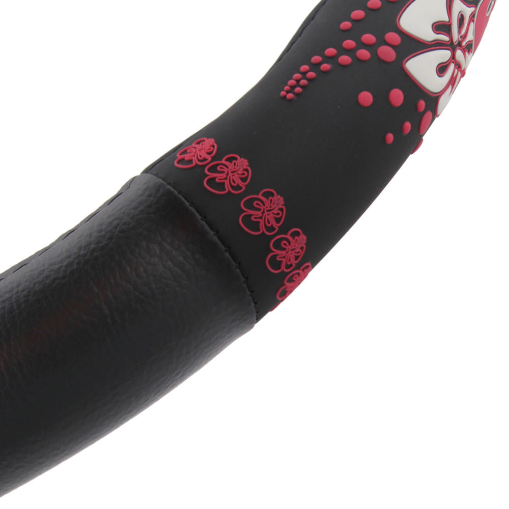 BDK Pink Hawaiian Flowers Steering Wheel Cover (Fits 14.5" - 15.5")