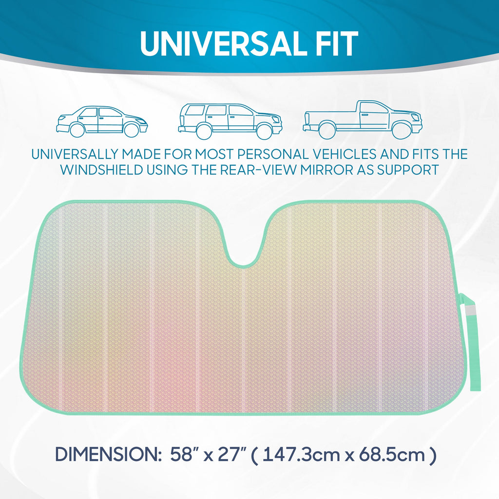 BDK Iridescent Mermaid, Hologram Foil, Chameleon Front Windshield Sun Shade, Double Bubble Accordion Folding Auto Sunshade for Car Truck SUV 58 x 27 Inch
