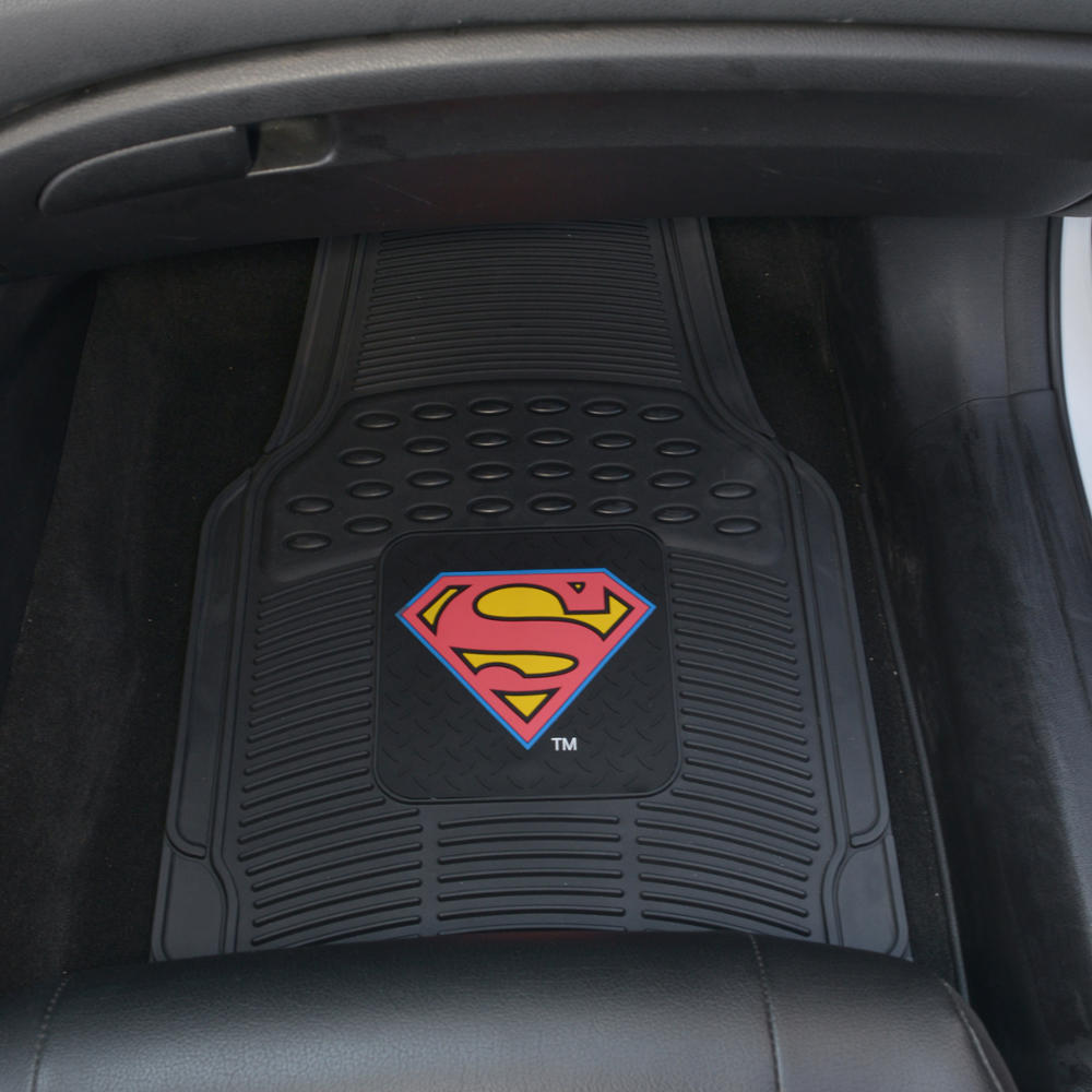 BDK Armored Super Hero Car Floor Mats - Officially Licensed DC Comics - All Weather Heavy Duty Auto Interior Liners for Car Truck Van SUV (Multiple Styles)