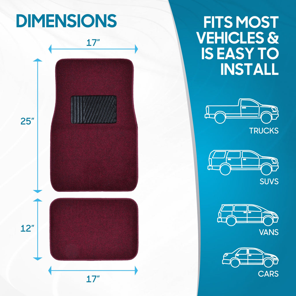 BDK 4-Piece Premium Carpet Non-Slip Heel Pad Front Floor Mats and Rear Floor Mats