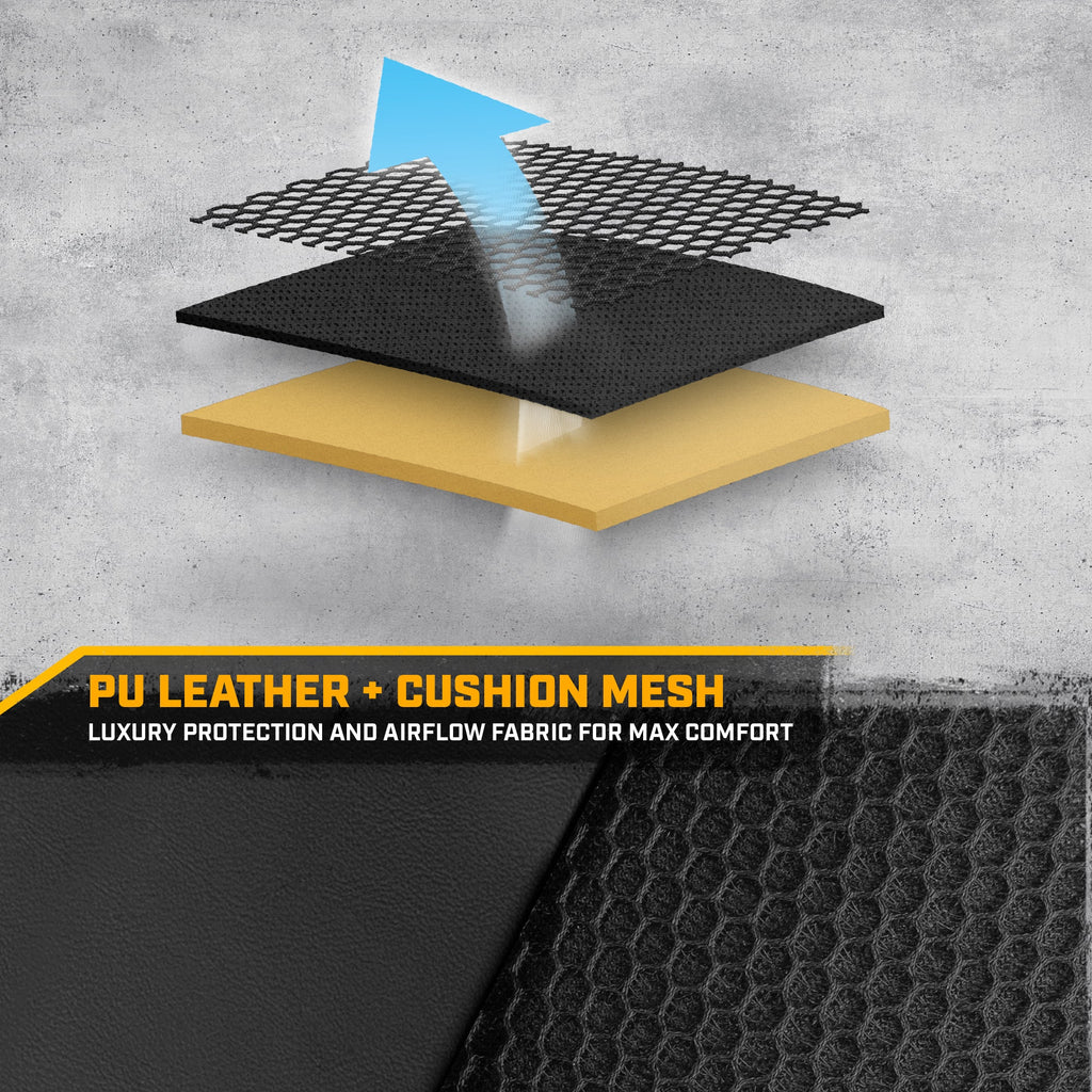 CAT PU Leather Rear Bench Seat Cover – Black, 60/40 Split Fit for Cars, Trucks, SUVs – Waterproof, Scratch-Resistant, Semi-Universal Fit Rear Seat Protector for Most Auto Interior – Easy Install