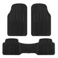 BDK 3-Piece Square Heel Pads Front Floor Mats and Rear Floor Mats - Heavy Duty, All Weather, Trim to Fit - Black
