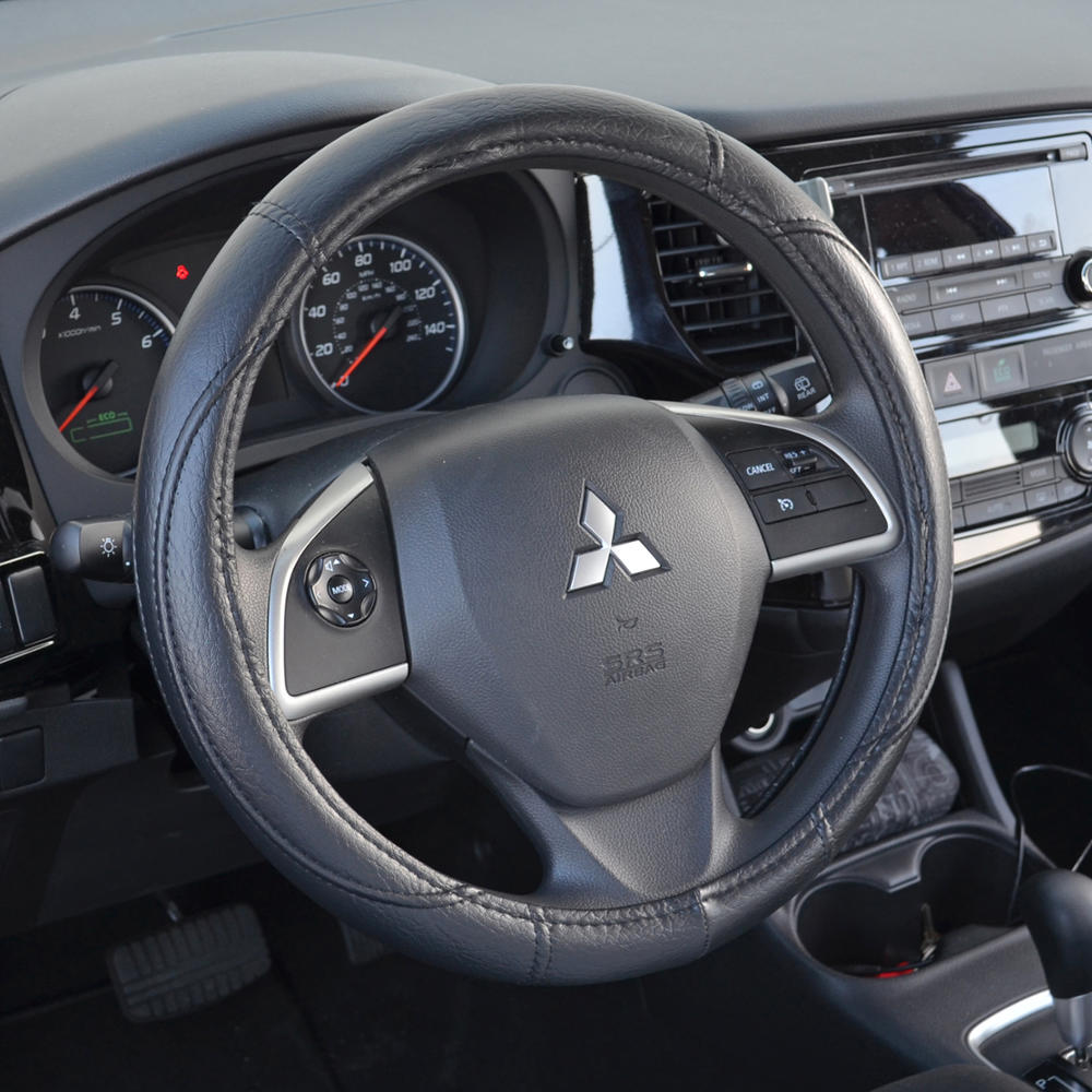 BDK Faux Leather Ergonomic Grip Steering Wheel Cover (Fits 14.5" - 15.5")