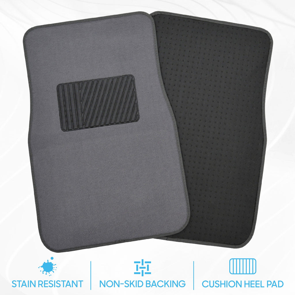 BDK 4-Piece Premium Carpet Non-Slip Heel Pad Front Floor Mats and Rear Floor Mats