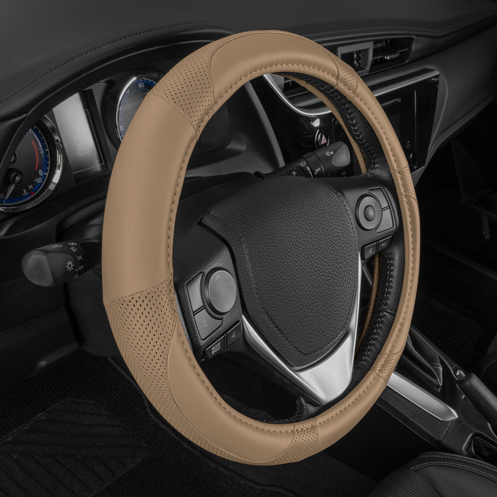 MotorTrend Soft Touch Perforated Microfiber Steering Wheel Cover (Fits 14.5" - 15.5")