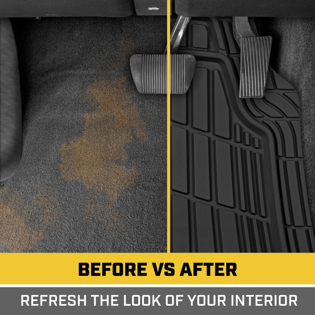 CAT 3-Piece ToughRide Rubber Front Floor Mats and Rear Floor Mats - Heavy Duty, All Weather, Trim to Fit