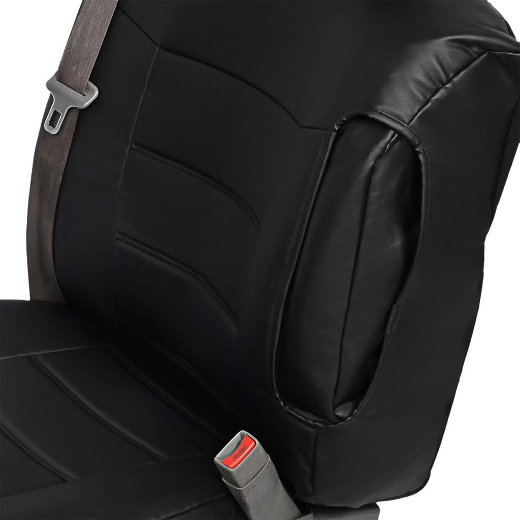BDK 2-Pack Premium Faux Leather Front Seat Covers with Integrated Seatbelt and Armrest Covers