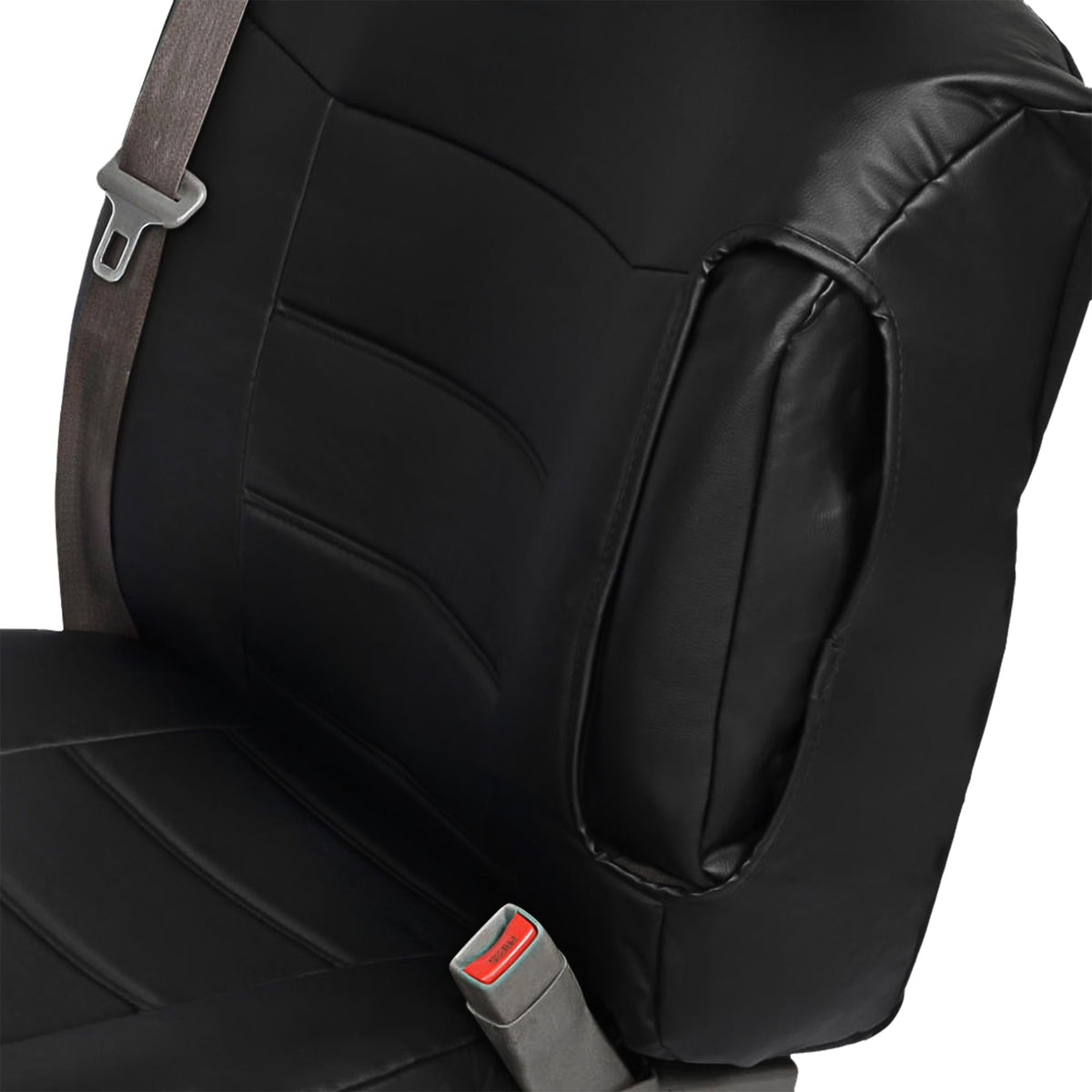 BDK 2-Pack Premium Faux Leather Front Seat Covers with Integrated Seatbelt and Armrest Covers