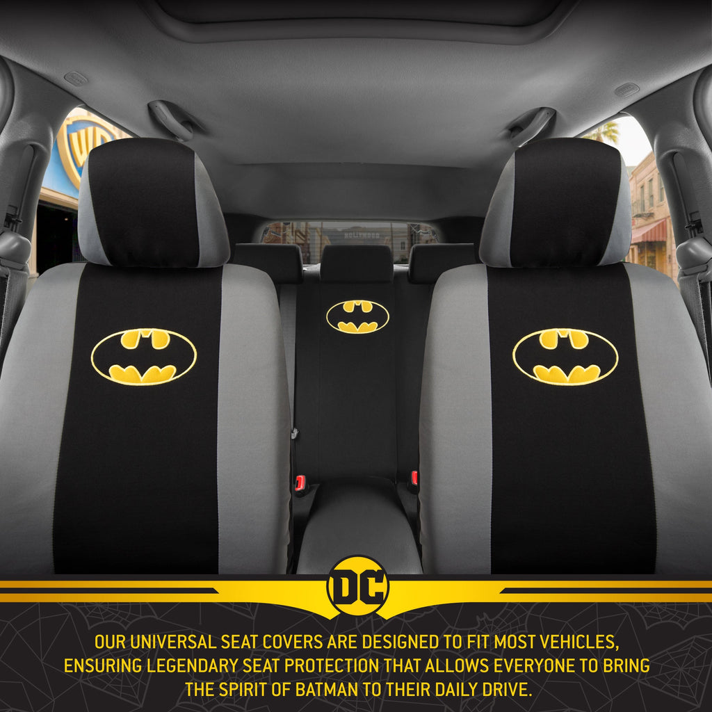 Warner Bros DC Comics 9-Piece Batman Dark Knight Logo Front Seat Covers and Rear Seat Covers