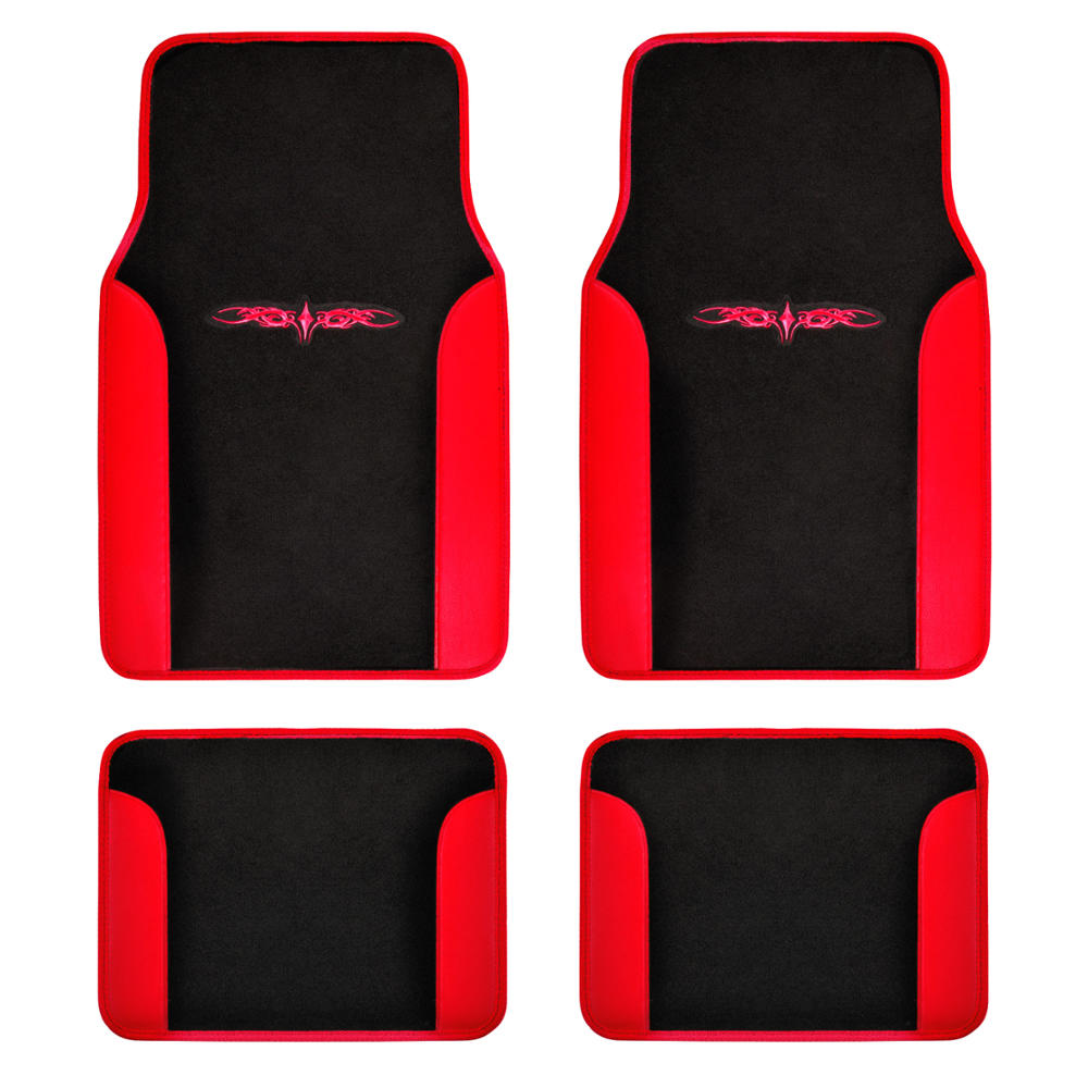 BDK 4-Piece Design Print Carpet Front Floor Mats and Rear Floor Mats