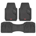 Motor Trend MetallicGuard Car Floor Mats Full Set - Durable Rubber Floor Mats with Black Metallic Heel Pad, All-Weather Interior Protection for Front and Rear with Non-Slip Backing