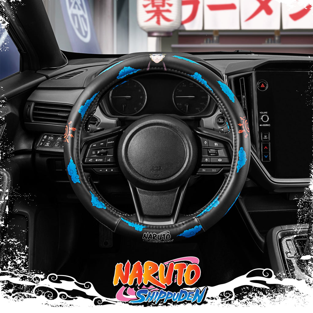 Naruto Shippuden Car Steering Wheel Cover, 15 Inch Anime Steering Wheel Cover, Cushioned Soft Comfortable Cover Anime Car Accessories for Men Women, Kumogakure