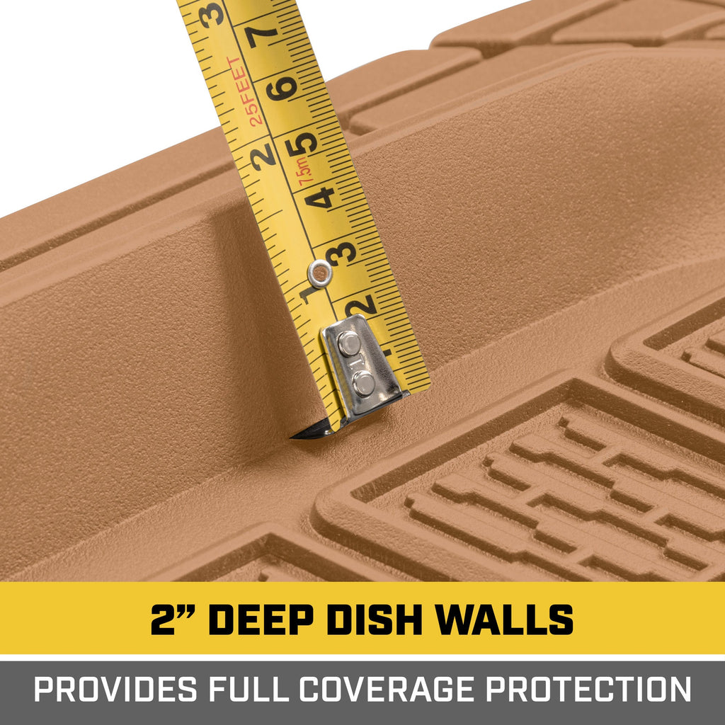 CAT 3-Piece Deep Dish Front Floor Mats and Rear Floor Mats - Heavy Duty, All Weather, Trim to Fit