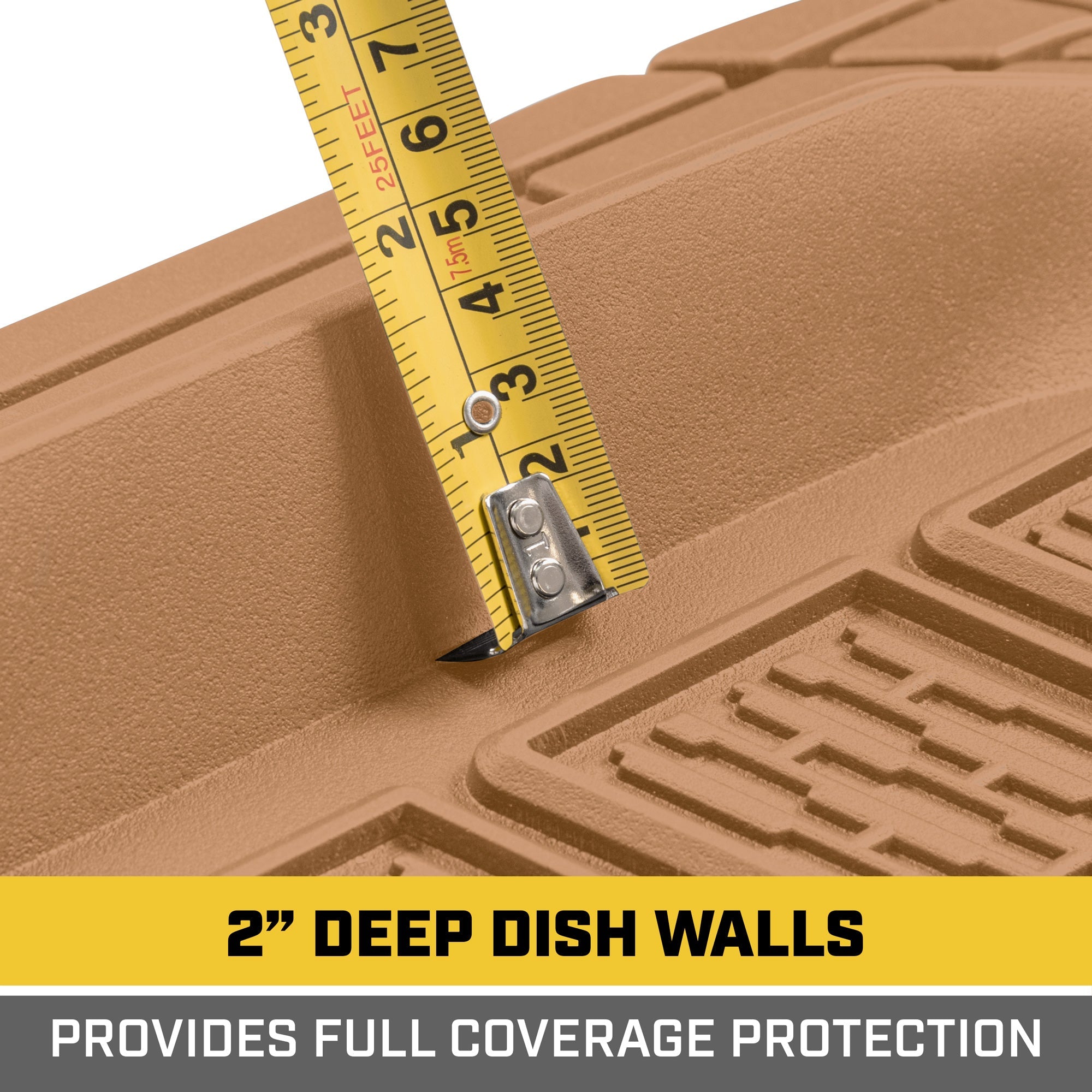 CAT 3-Piece Deep Dish Front Floor Mats and Rear Floor Mats - Heavy Duty, All Weather, Trim to Fit
