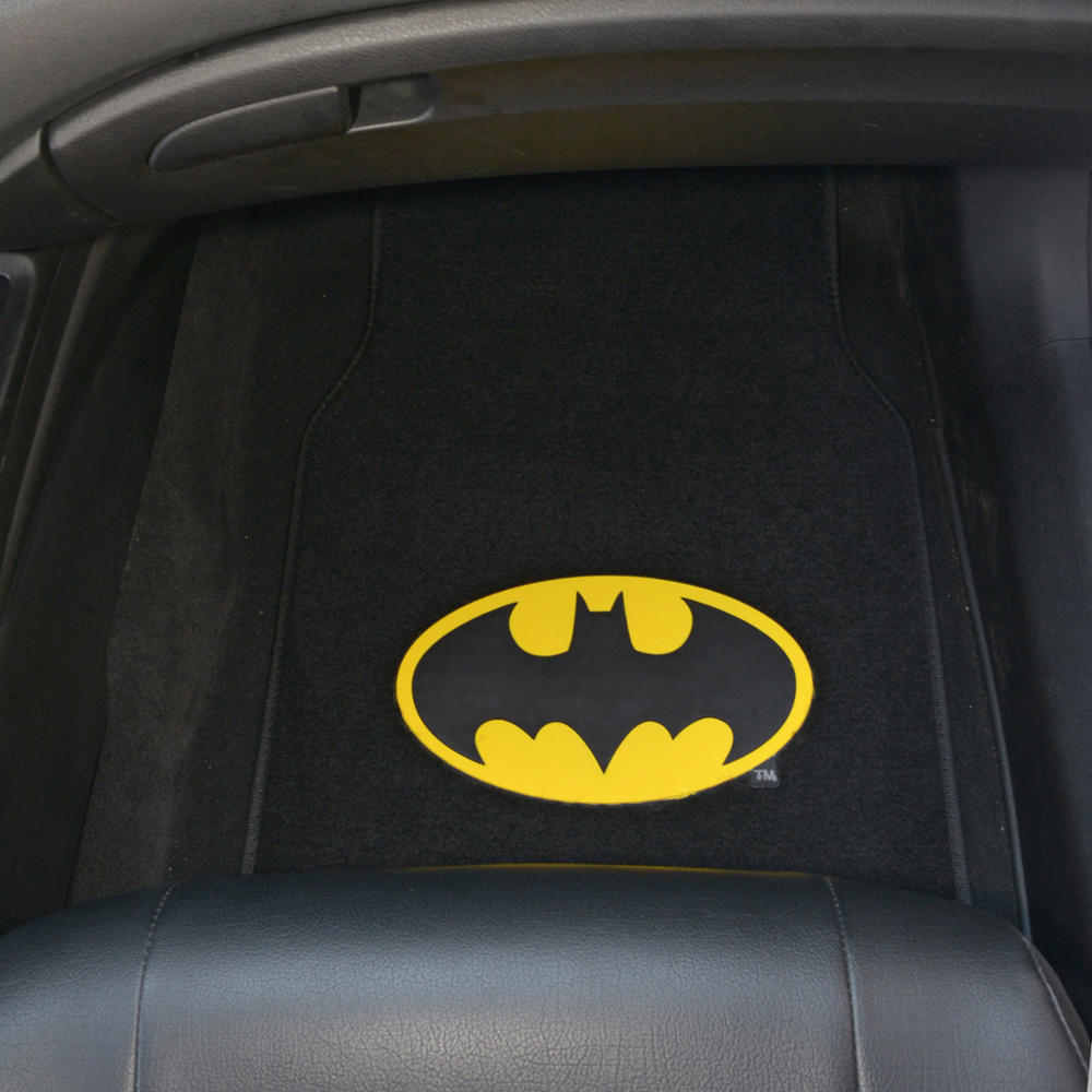 Batman Logo 4-Piece Car Floor Mats - Front & Rear Set (Officially Licensed DC Comics)