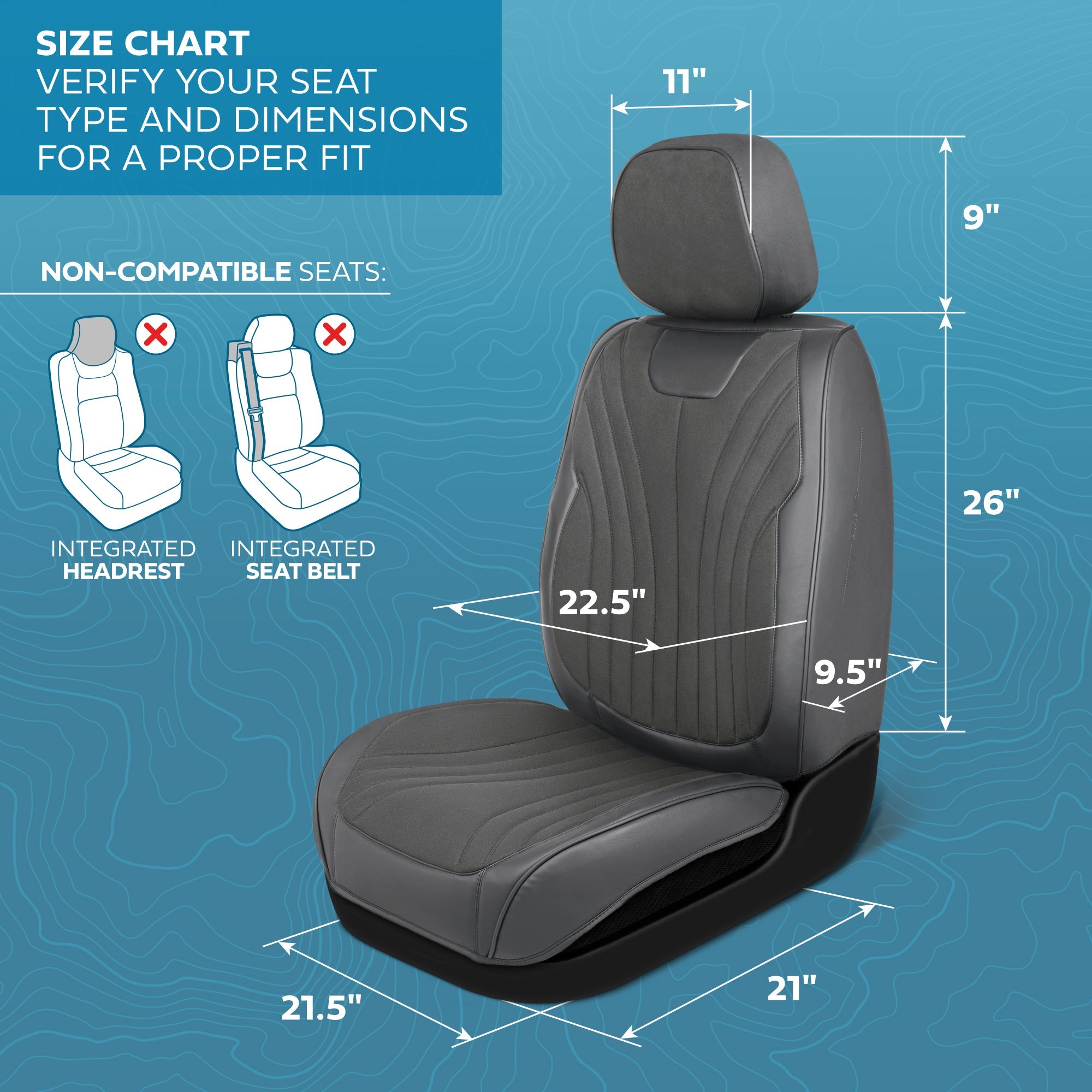MotorBox Elite Edition Faux Leather & Suede Seat Covers for Cars, Trucks, & SUV - 2 Charcoal Car Seat Covers for Front Seats - Universal Fit Car Accessories Automotive Interior Protector for Cars