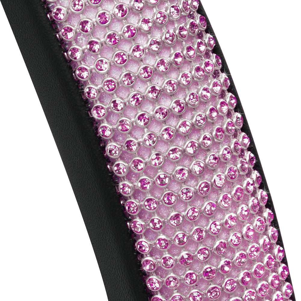 Carbella Bling Rhinestones Leatherette Steering Wheel Cover (Fits 14.5" - 15.5")