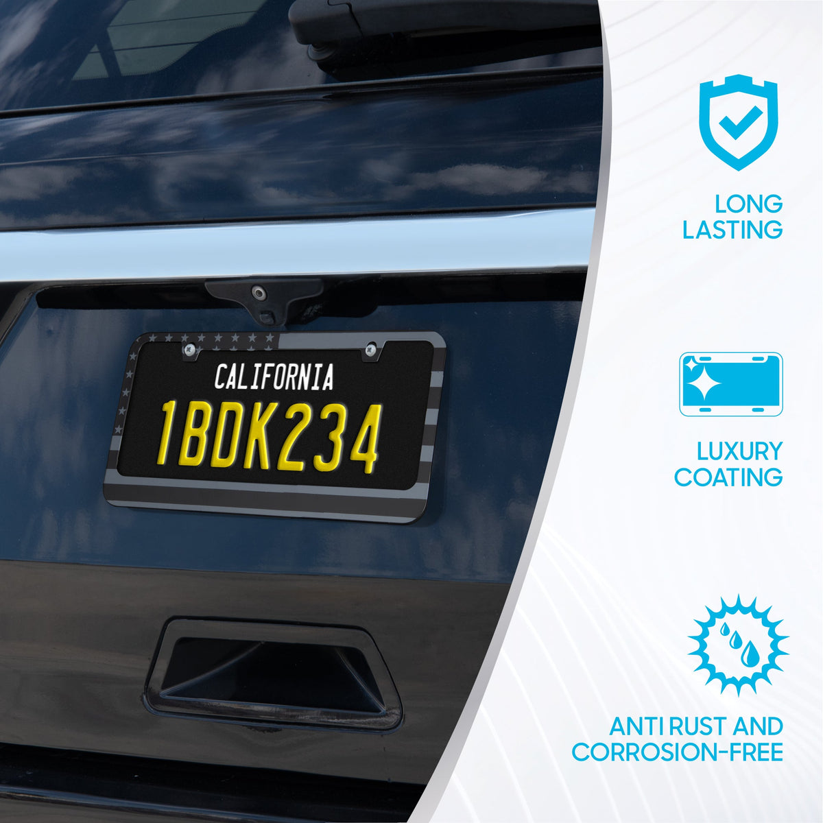 Chrome Plated Rust-Proof Die-Cast Stainless Metal License Plate Frame/Holder Universal Size - Blank Metal Design (Pack of 2)