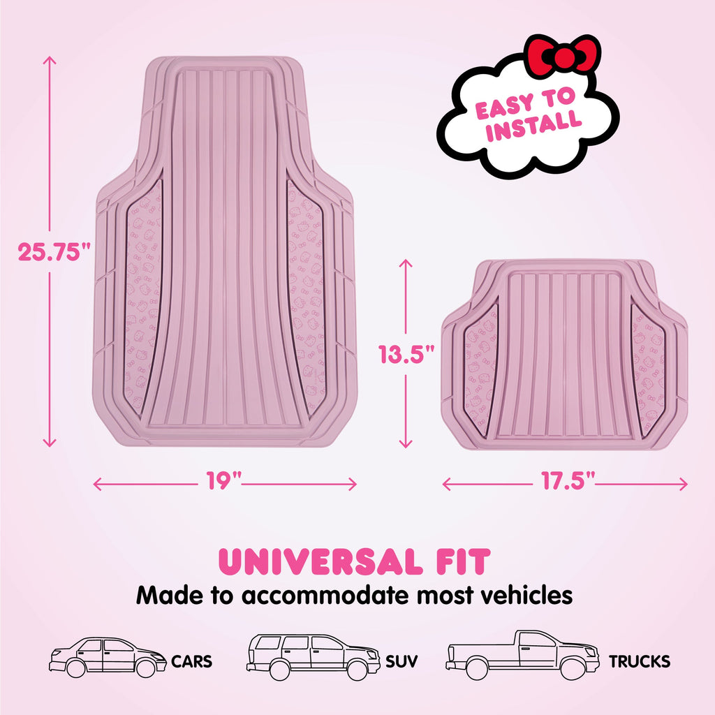 Hello Kitty Car Mats 4pc Floor Mats for Cars Trucks SUVs Pink Car Floor Mats for Women Men Accessories Rubber Heavy Duty Cute Non-Slip Always Front Rear Hello Kitty Car Accessories Pink/Pink