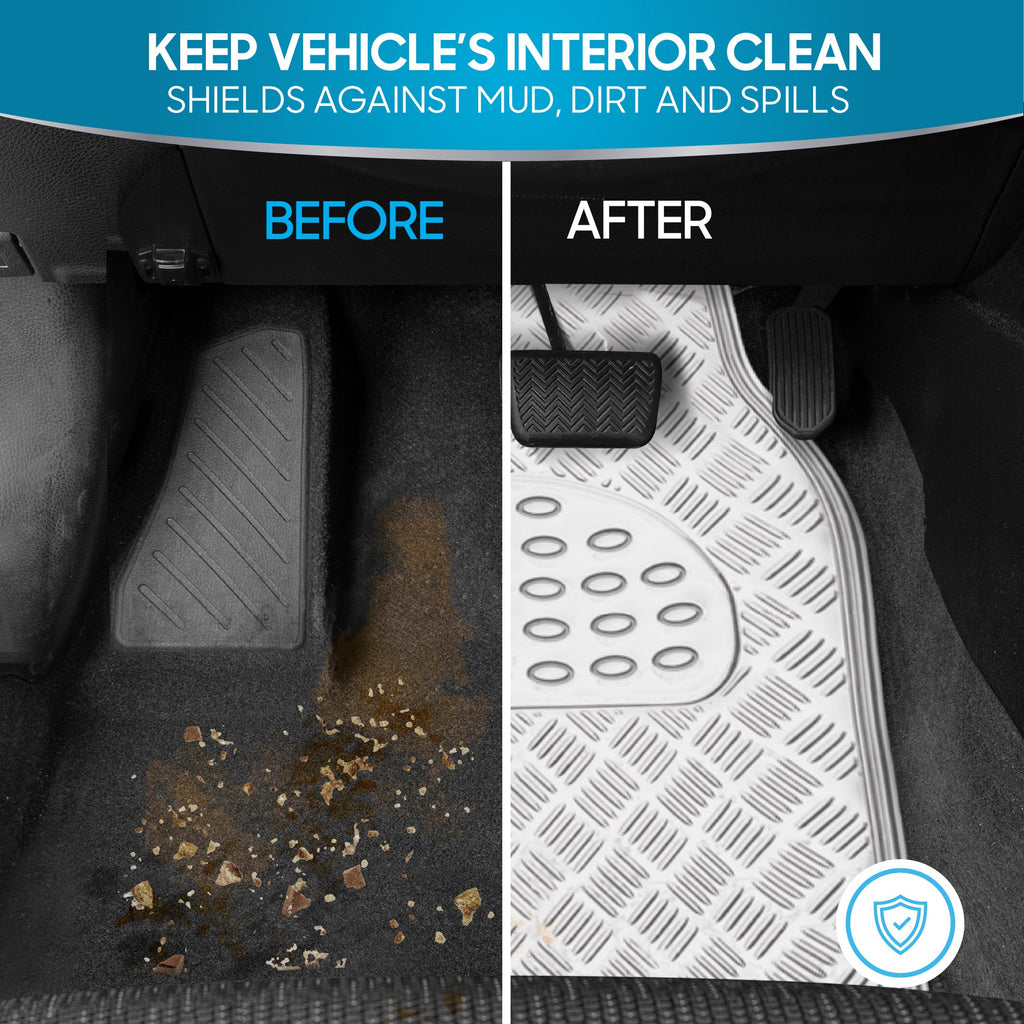 BDK 4-Piece Translucent Centered Cushioned Grip Pad Front Floor Mats and Rear Floor Mats - Heavy Duty, All Weather