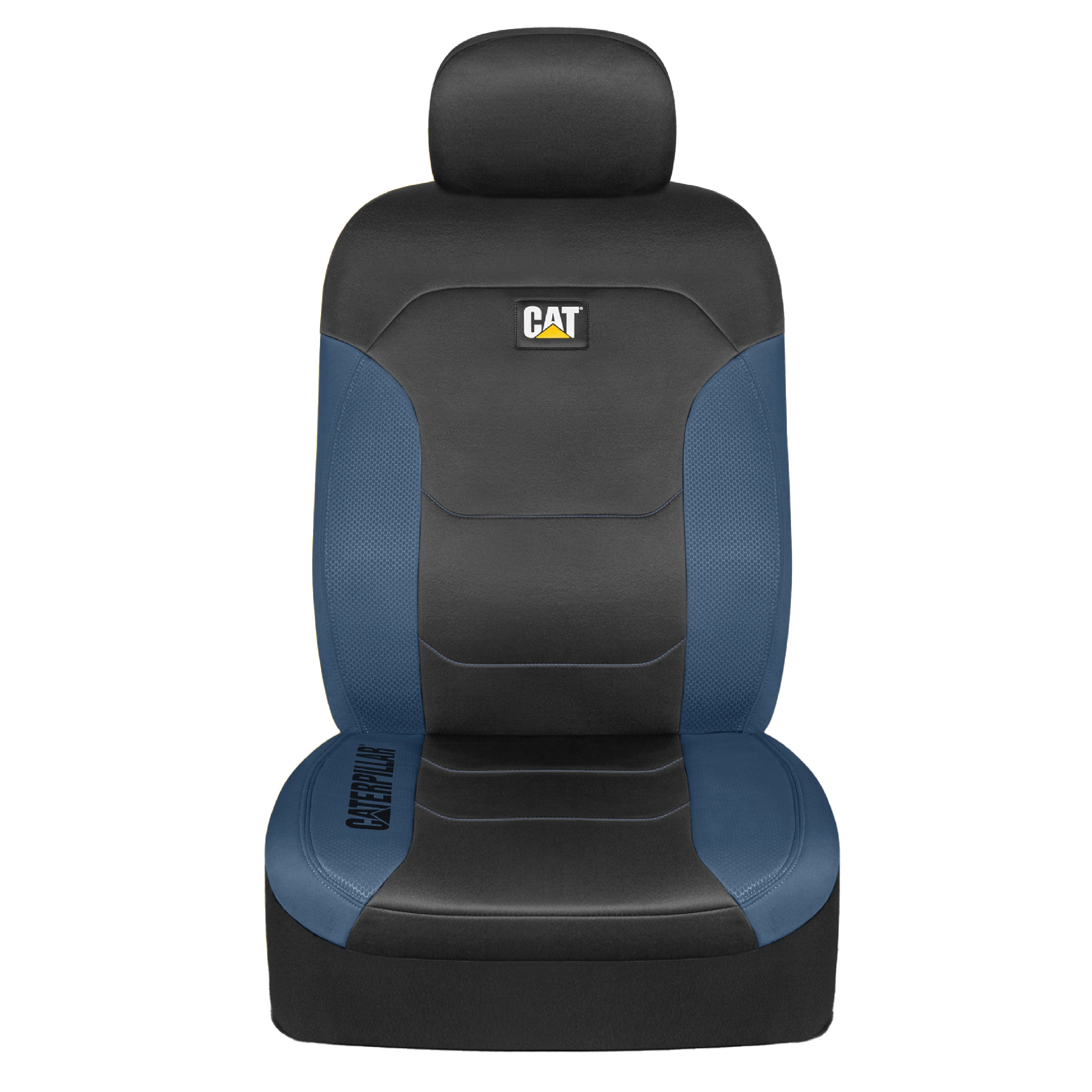 CAT FlexFit Black Blue Seat Covers for Cars, Trucks, & SUV - (2) Front Car Seat Cover Front Seat Protectors - Airbag Compatible Seat Covers for SUV Interior Covers & Truck Seat Cover Car Accessories