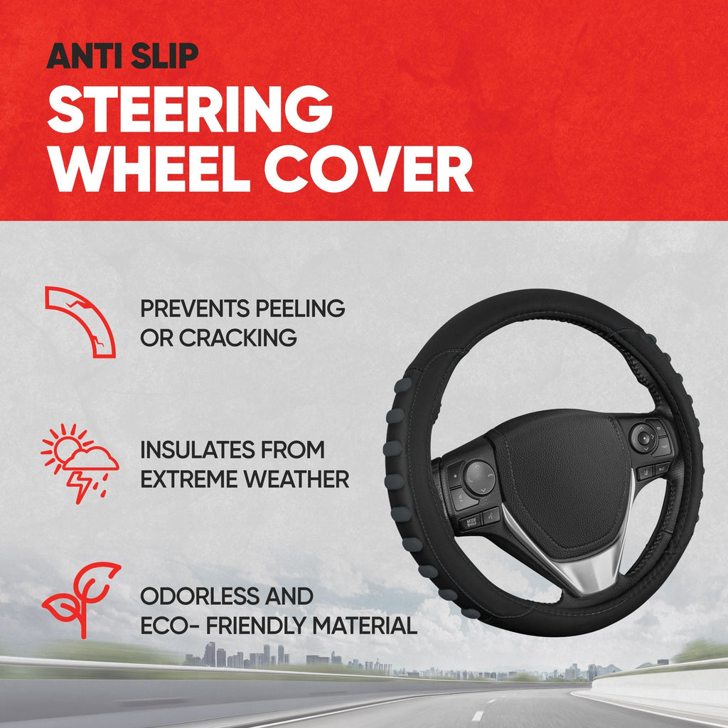 MotorTrend FlexGrip Steering Wheel Cover with Raised Bump Grips (Fits 14.5" - 15.5")